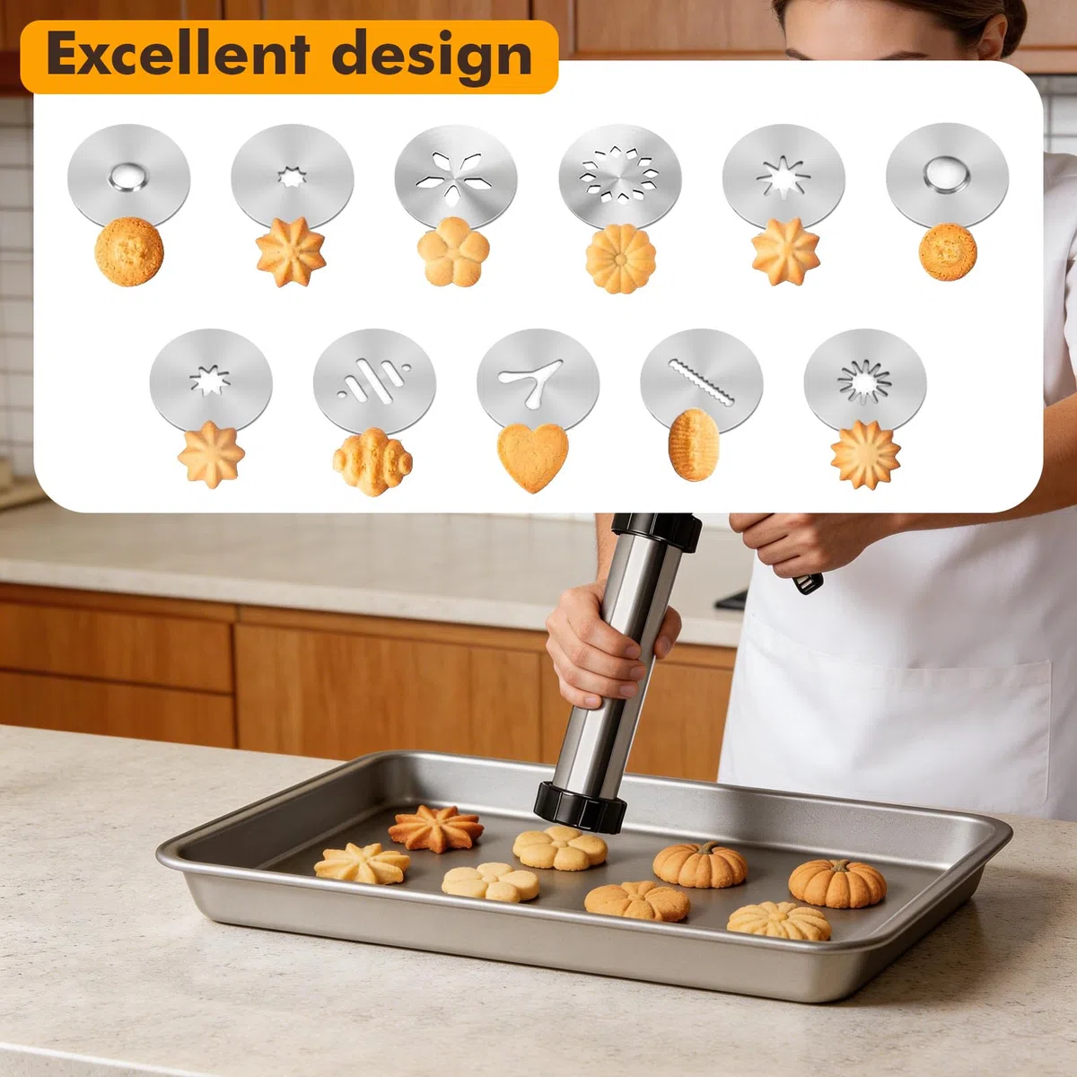 Churrera Profesional de Acero Inoxidable, Set para Repostería con 11 Cortadores y 7 Boquillas, Máquina para Hacer Churros y Porras para Uso Doméstico