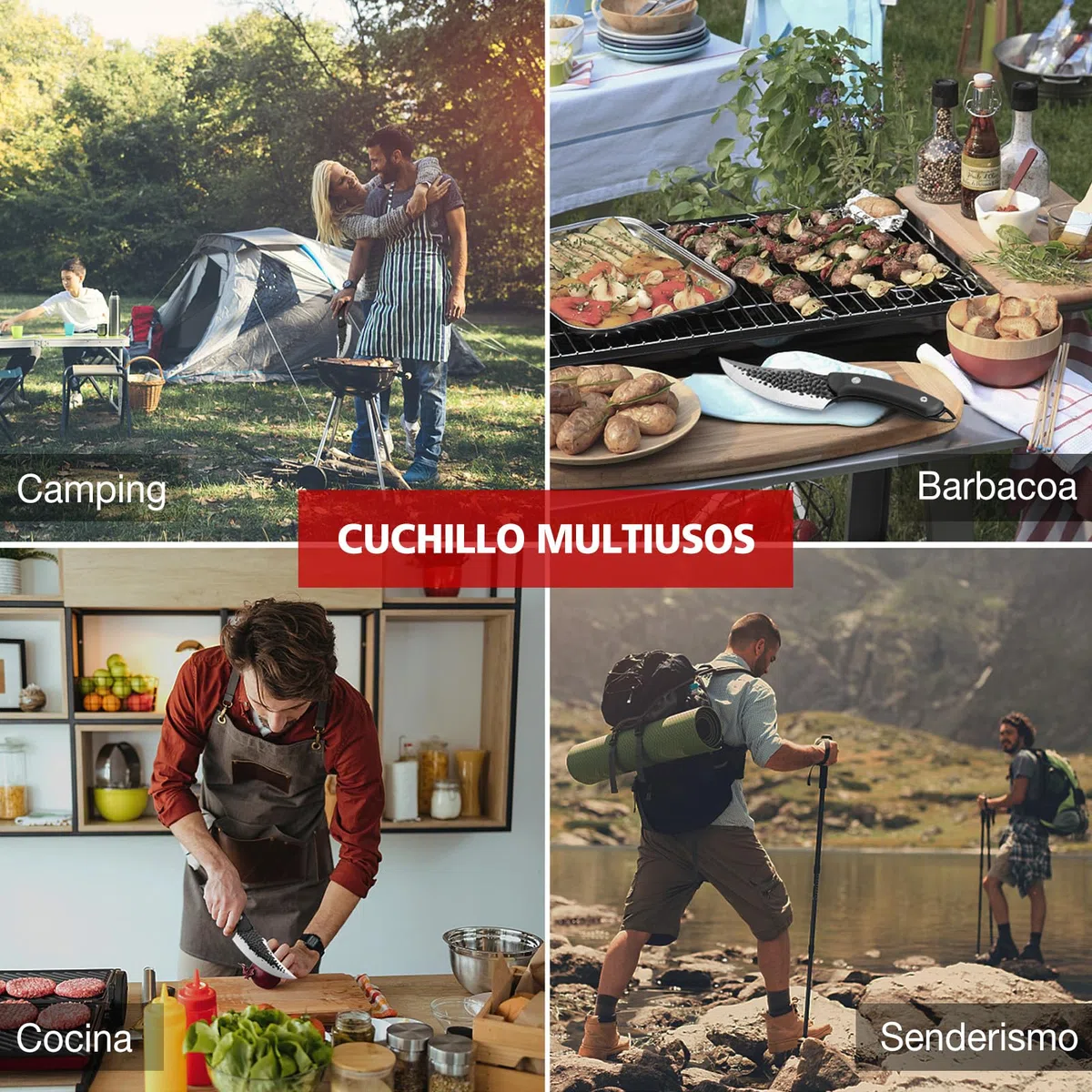 SHAN ZU Cuchillo Vikingo, 15cm Cuchillo de Cocina de Chef Japonés con Funda, Cuchillo de Deshuesar Forjado a Mano, Cuchillo de Carnicero con Mango G10, Cuchillo al Aire Libre y Cocina - Negro