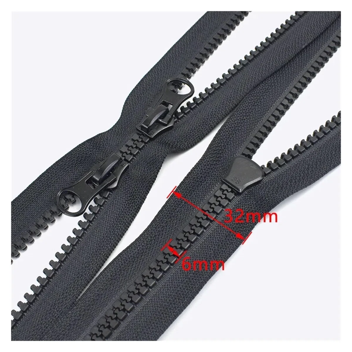 cremalleras para coser, 2 cremalleras blancas y negras de doble cursor con extremo abierto for coser abrigos, ropa, tiendas campaña accesorios bricolaje(White,60CM-NO5)