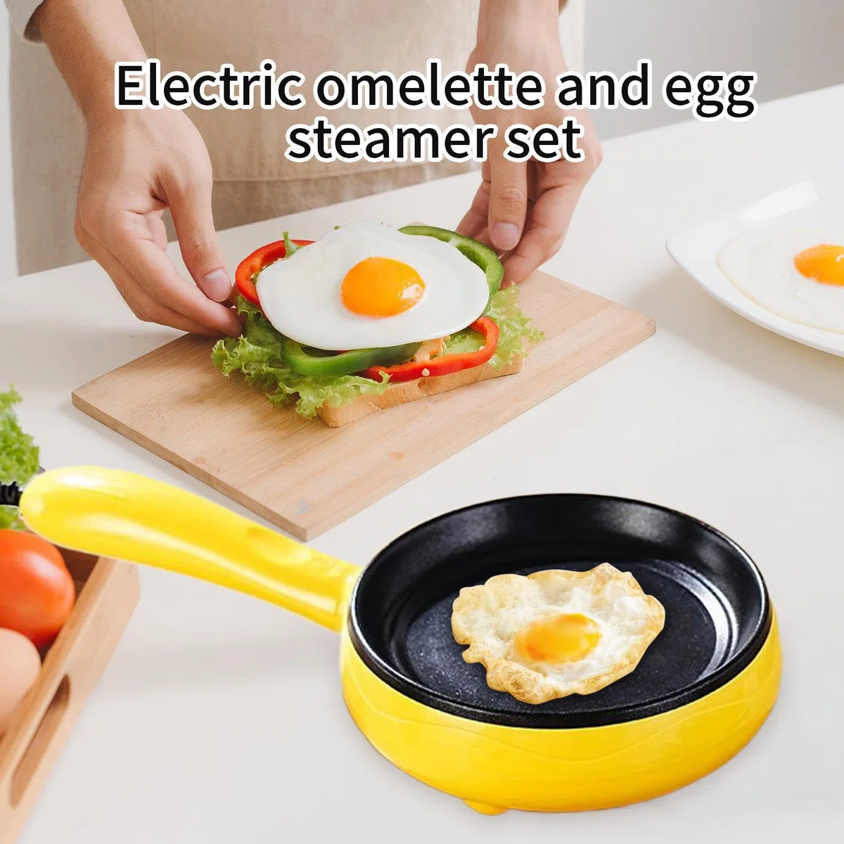 Sartén Eléctrica, Vaporera Eléctrica De Huevos, Resistente Al Calor Portátil Para Cocina Cocina Cena Carne Aperitivos Tortitas Desayuno