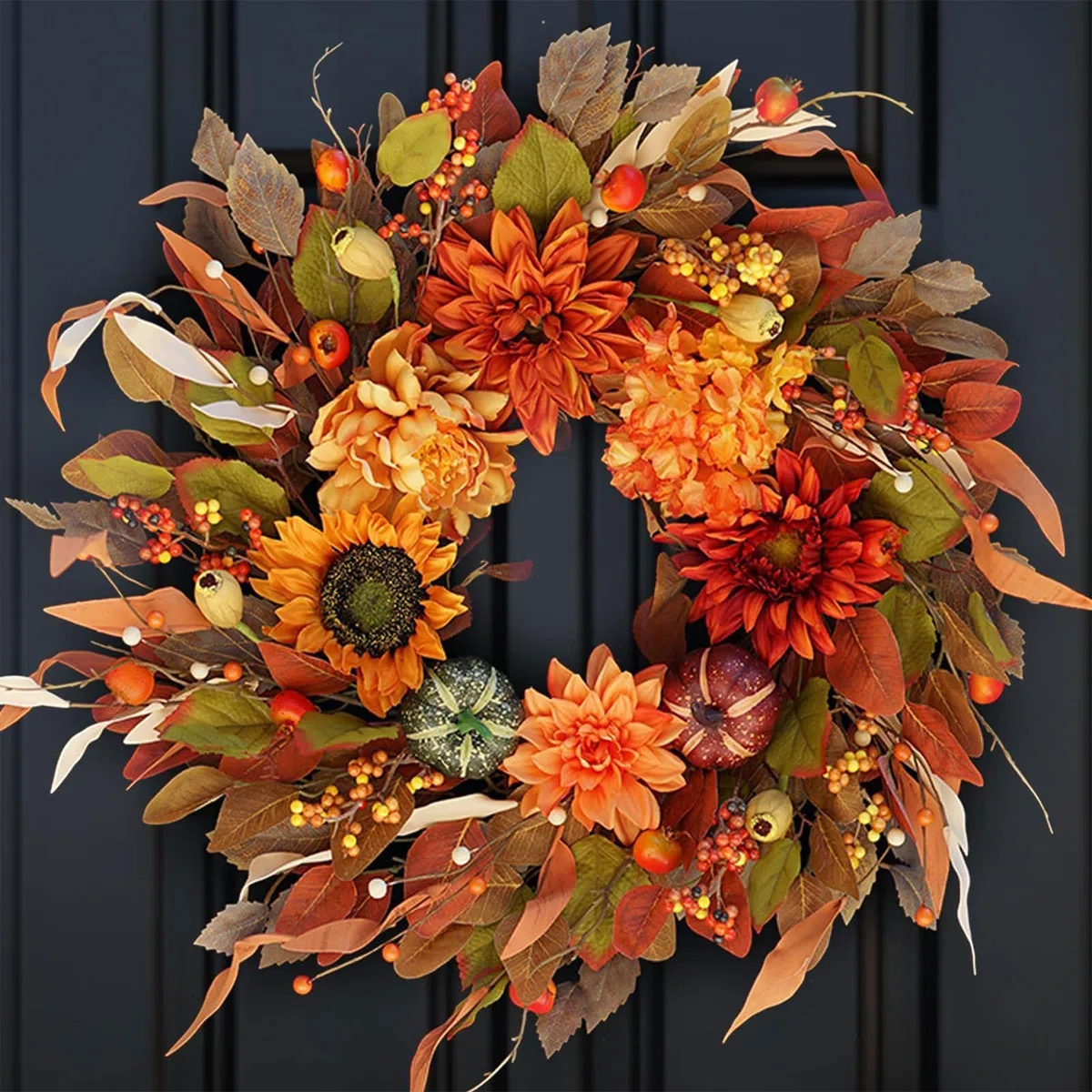 Coronas De Otoño Para La Puerta De Entrada 42 Centímetros Artificial con | Coronas Otoñales para Exterior Para Decoración de Puerta Pared y Ventana para de Acción de Graci