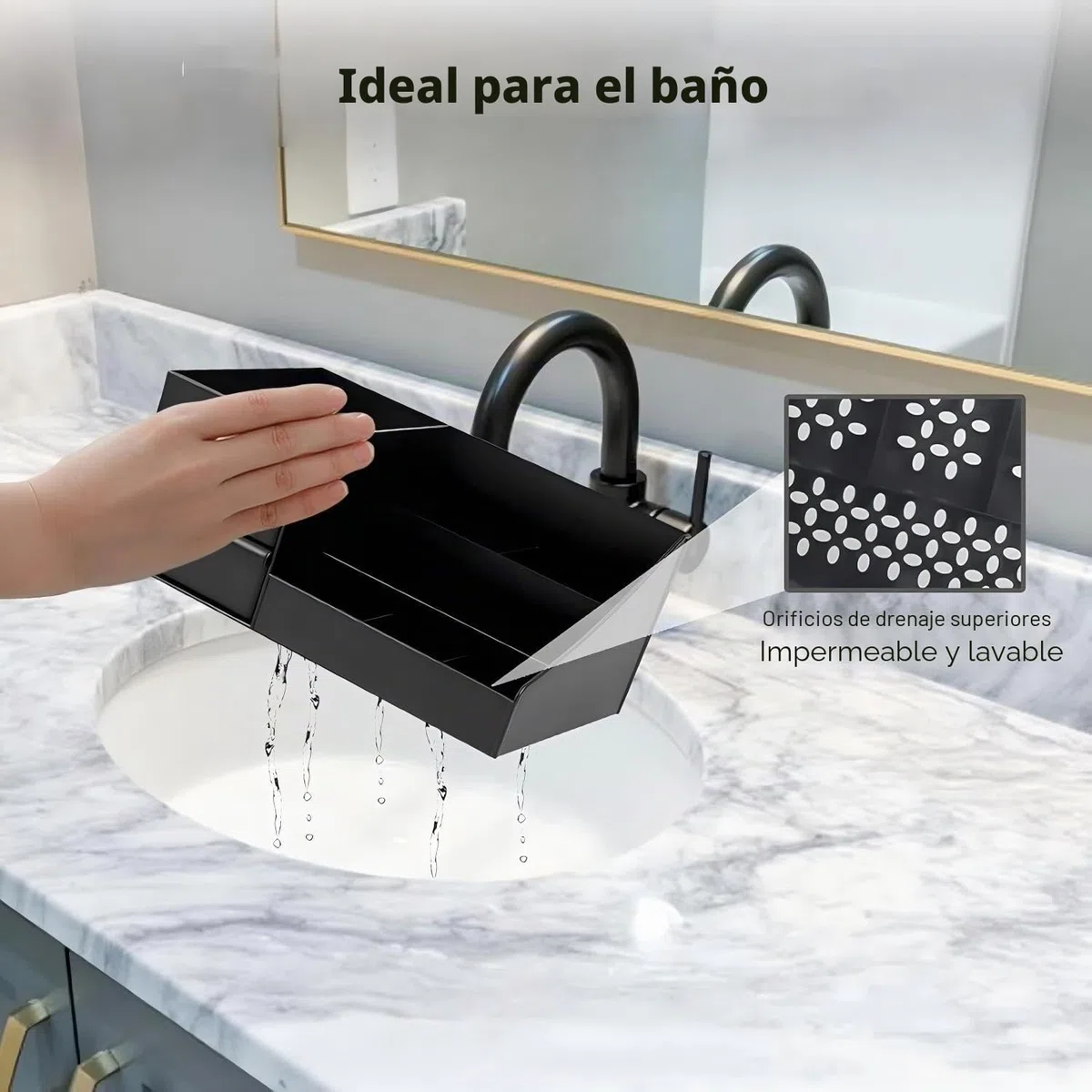 Organizador para Hombre, Caja Organizadora Maquillaje para Baño, Perfume, Almacenaje de Cosmeticos, Skincare Regalos para Hombres (Negro)