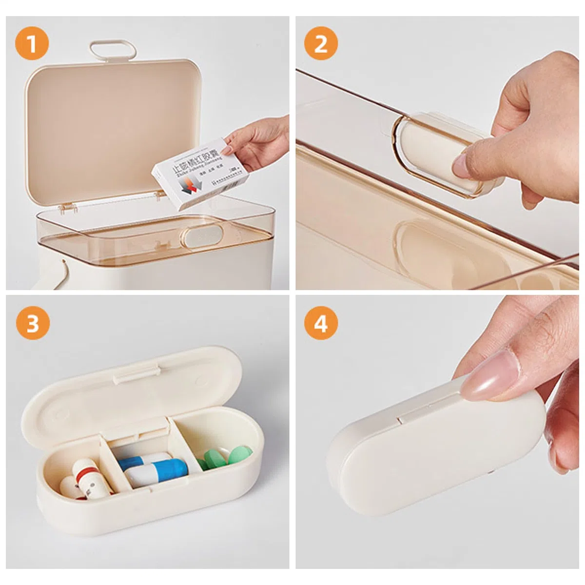 Pastillero Amplio De Capas Organizador De Compartimentos Médicos Extraíbles | Portátil y Fácil de Llevar Para el Almacenamiento Doméstico de Medicamentos para Toda la Familia