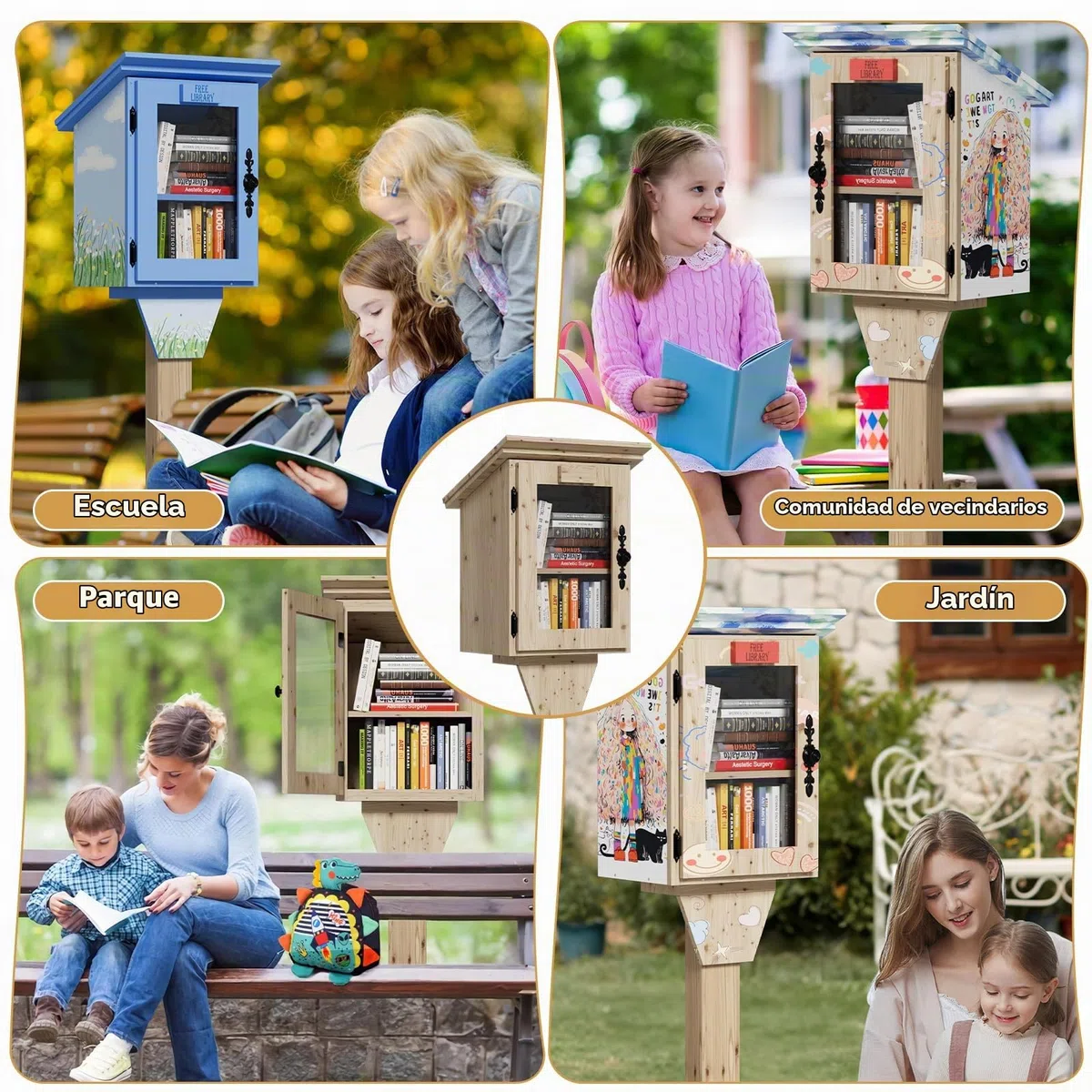 MSFE Librería Infantil con Forma de Casa,Pequeña Caja de Biblioteca Exterior de Doble Capa,Pequeña Caja de Biblioteca Gratuita Impermeable,Kit de Bricolaje para Estante Colgante para Compartir Libros