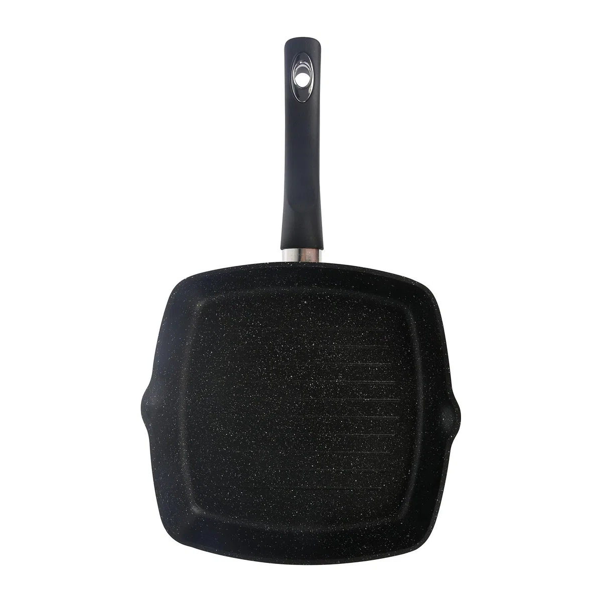 Crealys 529426 Granity - Sartén para parrilla (aluminio forjado, 24 x 24 cm, revestimiento interior antiadherente, efecto piedra sin PFOA, parrilla para carne de todo tipo de fuego, incluida inducción
