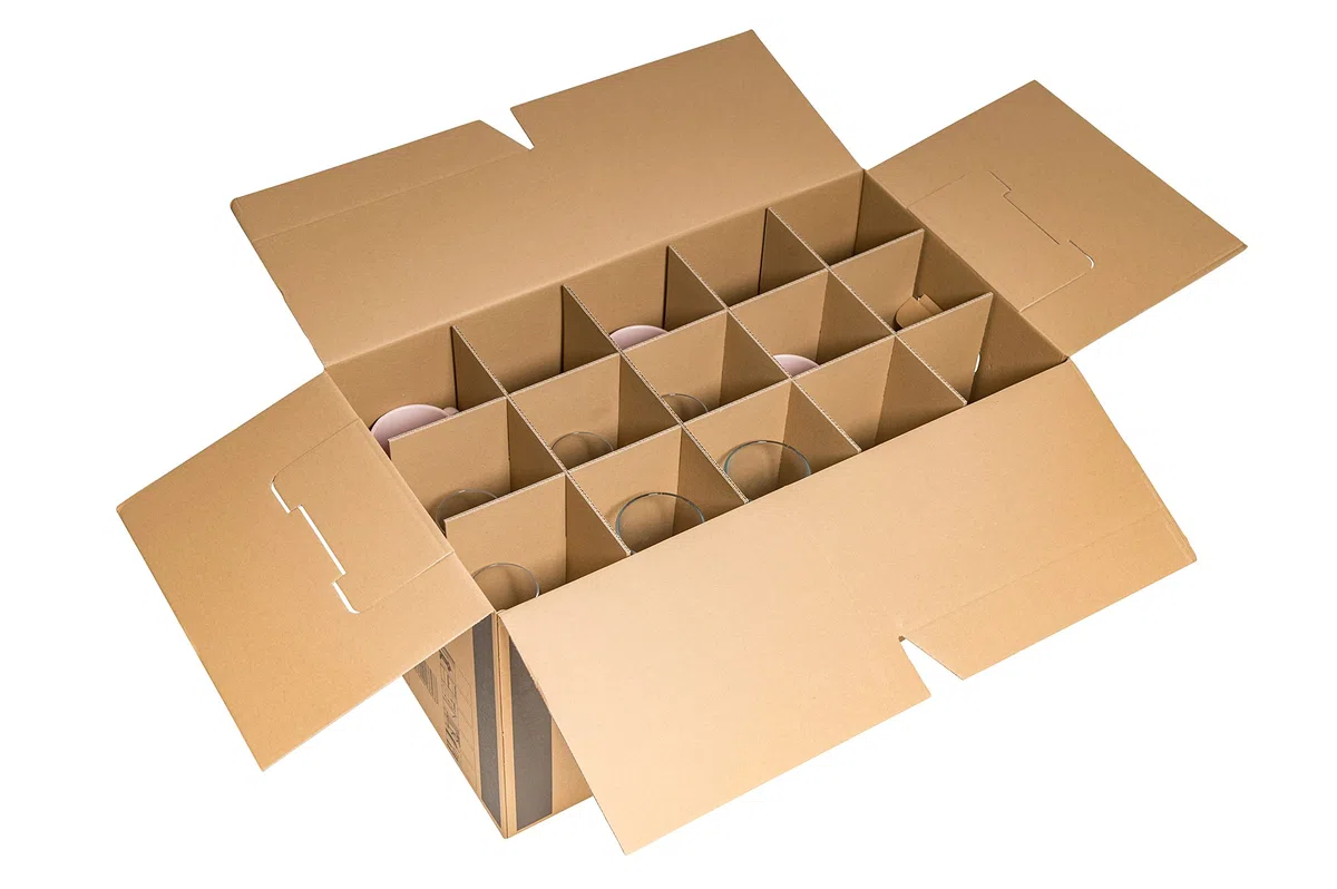 karton-billiger - 10 cajas para vasos, tazas y botellas - 15-30 compartimentos