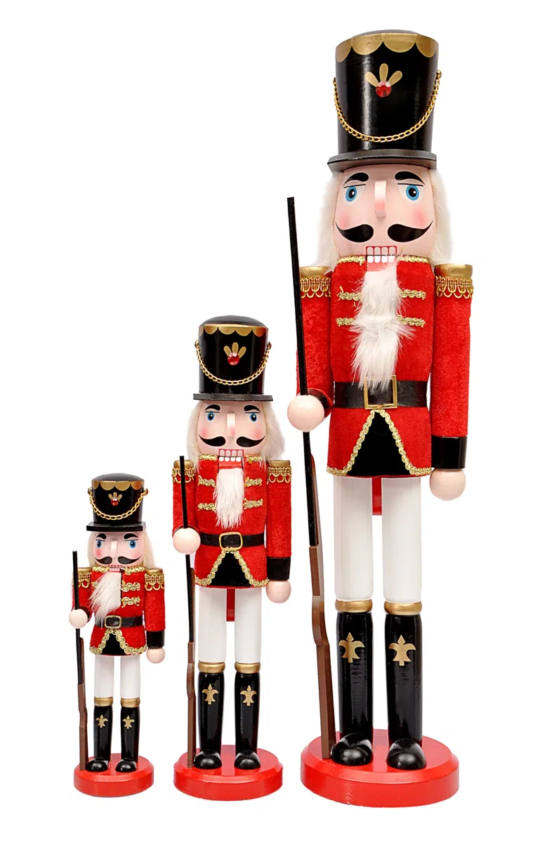 Christmas Nutcracker Toy Soldier Halberdier (60cm) Wooden Decoration with Fabric, Red/Black