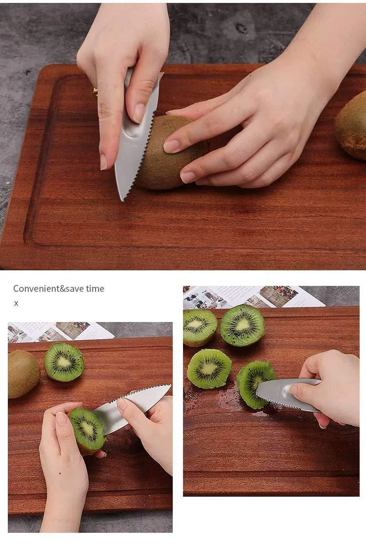 Cuchillo de cuchara Kiwi Ansaw 2 en 1, cuchara peladora de frutas, reutilizable, acero inoxidable, multiuso para uso doméstico, cocina y viaje, juego de 4