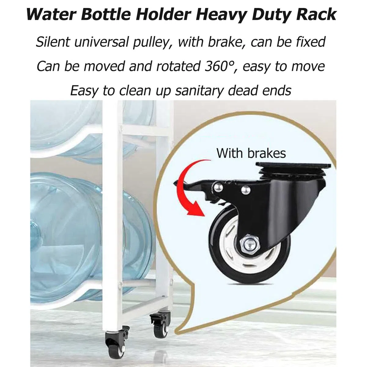 Soporte para jarra de agua resistente con 4 ruedas – Estante portátil de almacenamiento para botellas de agua para dispensadores de enfriadores y uso en oficina/gimnasio – niza tu espacio de manera