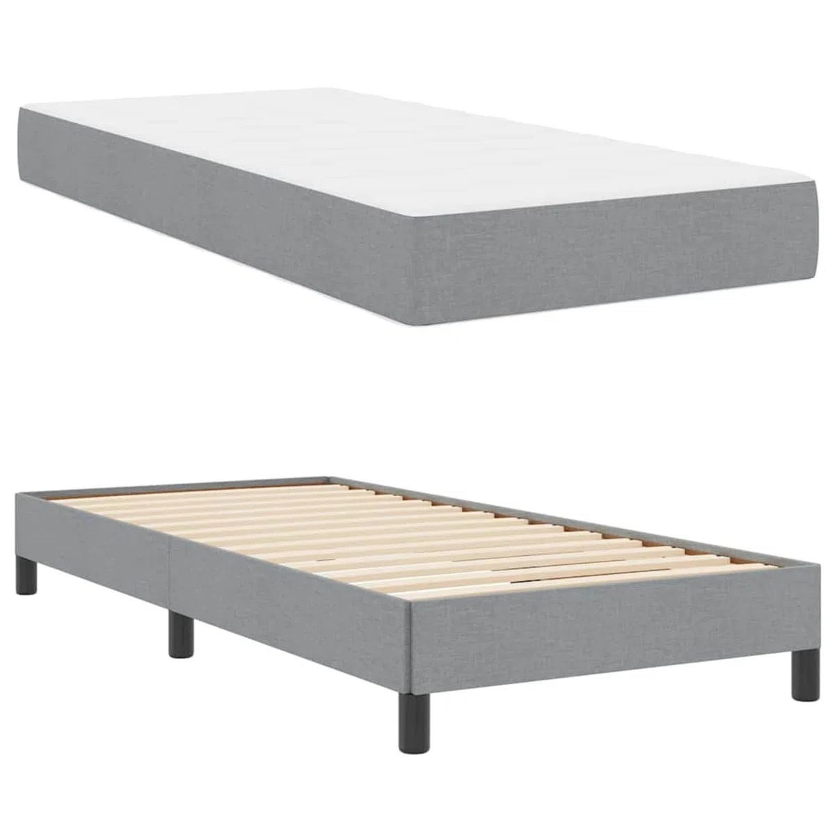 Cama con somier de diseño minimalista para dormitorios modernos - Estructura de madera y tela transpirable - 193 x 90 x 45 cm - Para descanso individual y de pareja