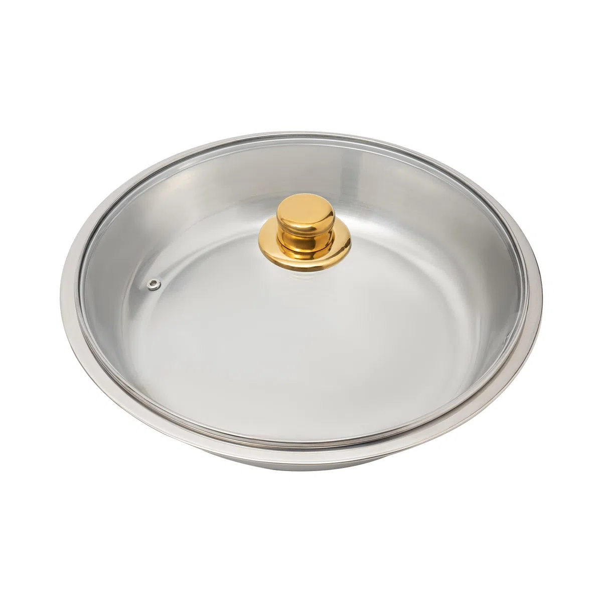 Chafing Dish Buffet Set de recipientes de 5 L, redondo, calentador de alimentos de acero inoxidable con almacenamiento de la tapa, para reuniones familiares, fiestas (dorado)