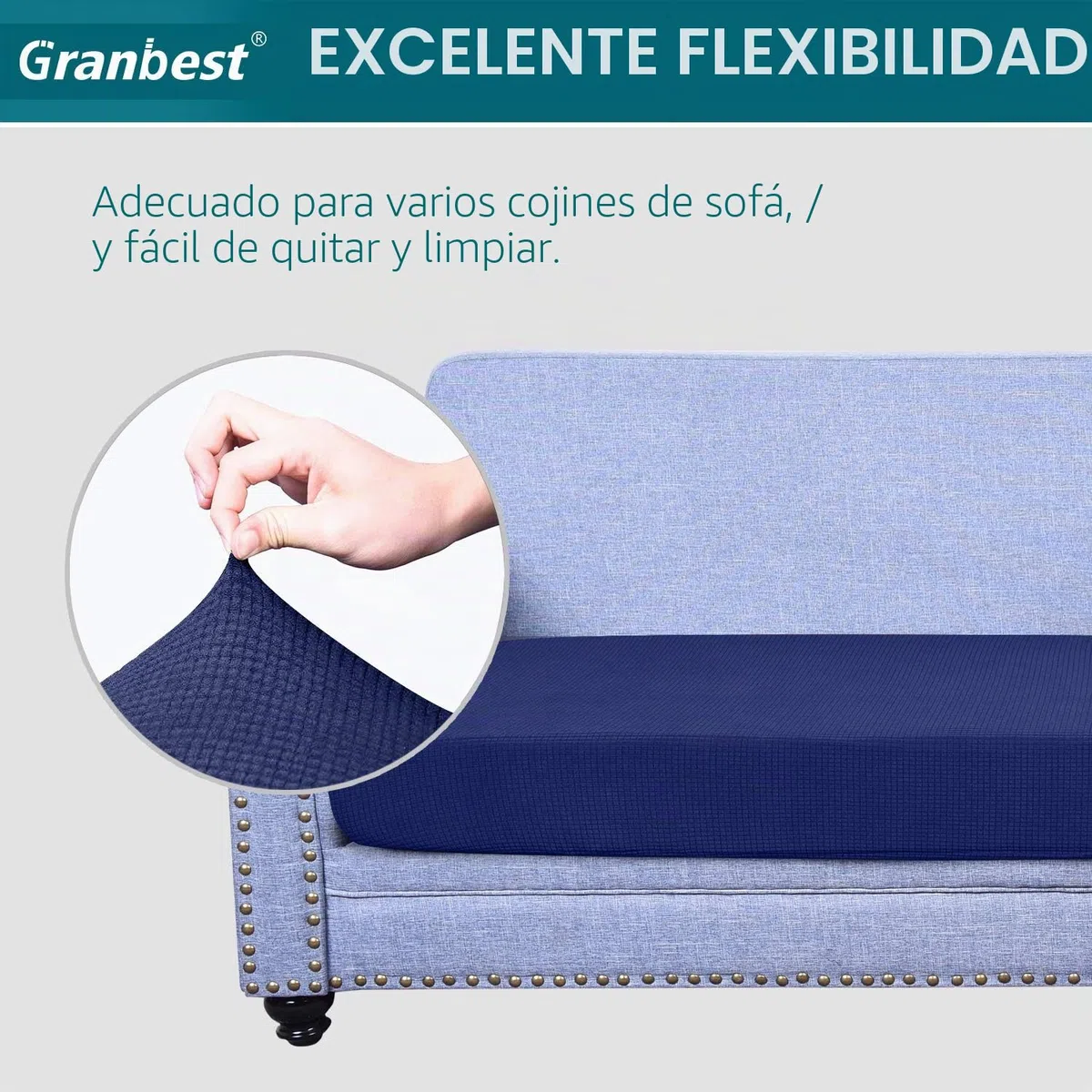 Granbest Premium - Funda de cojín para sofá(Azul Marino,3 Plaza)