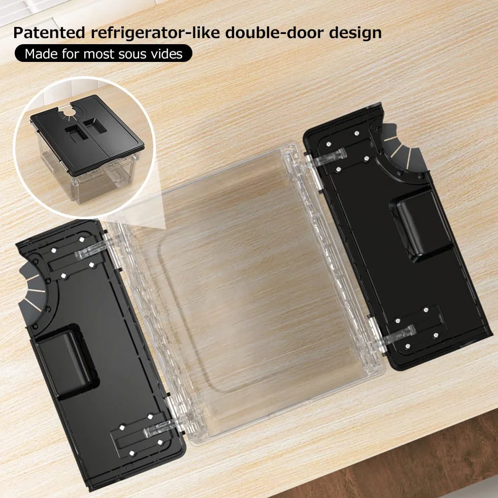 Contenedor Sous Vide con tapa, diseño de doble apertura de puerta, contenedores Sous Vide con estante integrado de 11.65 cuartos de galón, contenedor de olla de cocción lenta compatible con la mayoría