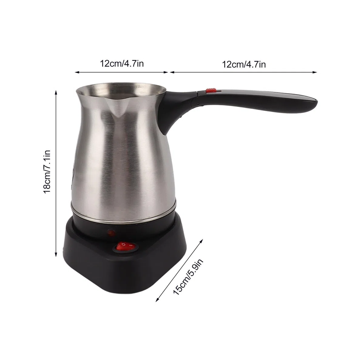 Máquina de Café Turco Eléctrica 600W Compacta, con Plegable antiescaldaduras, Turca de Acero Inoxidable para Casa y Oficina (500ml)