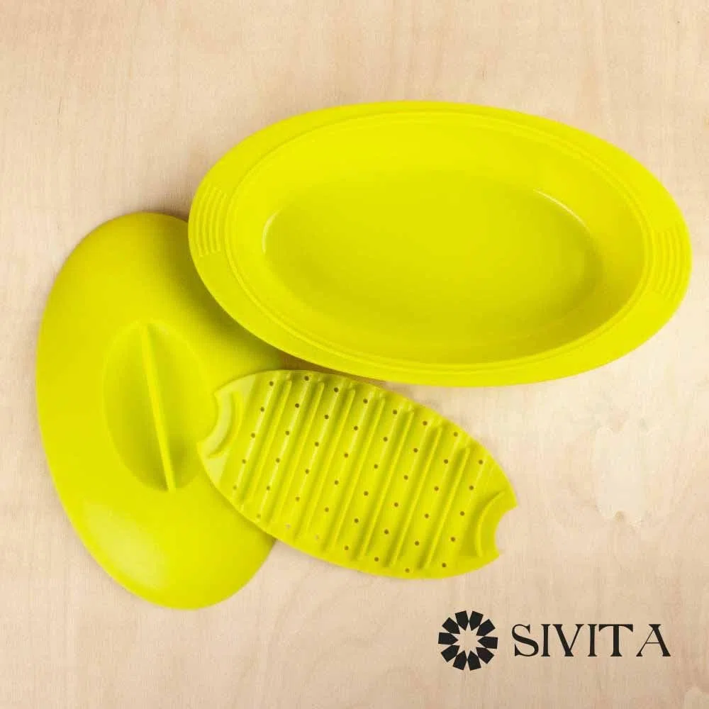 Estuche de vapor para microondas, horno o freidora de aire en silicona (1 pieza) Sivita, 28 cm, verde