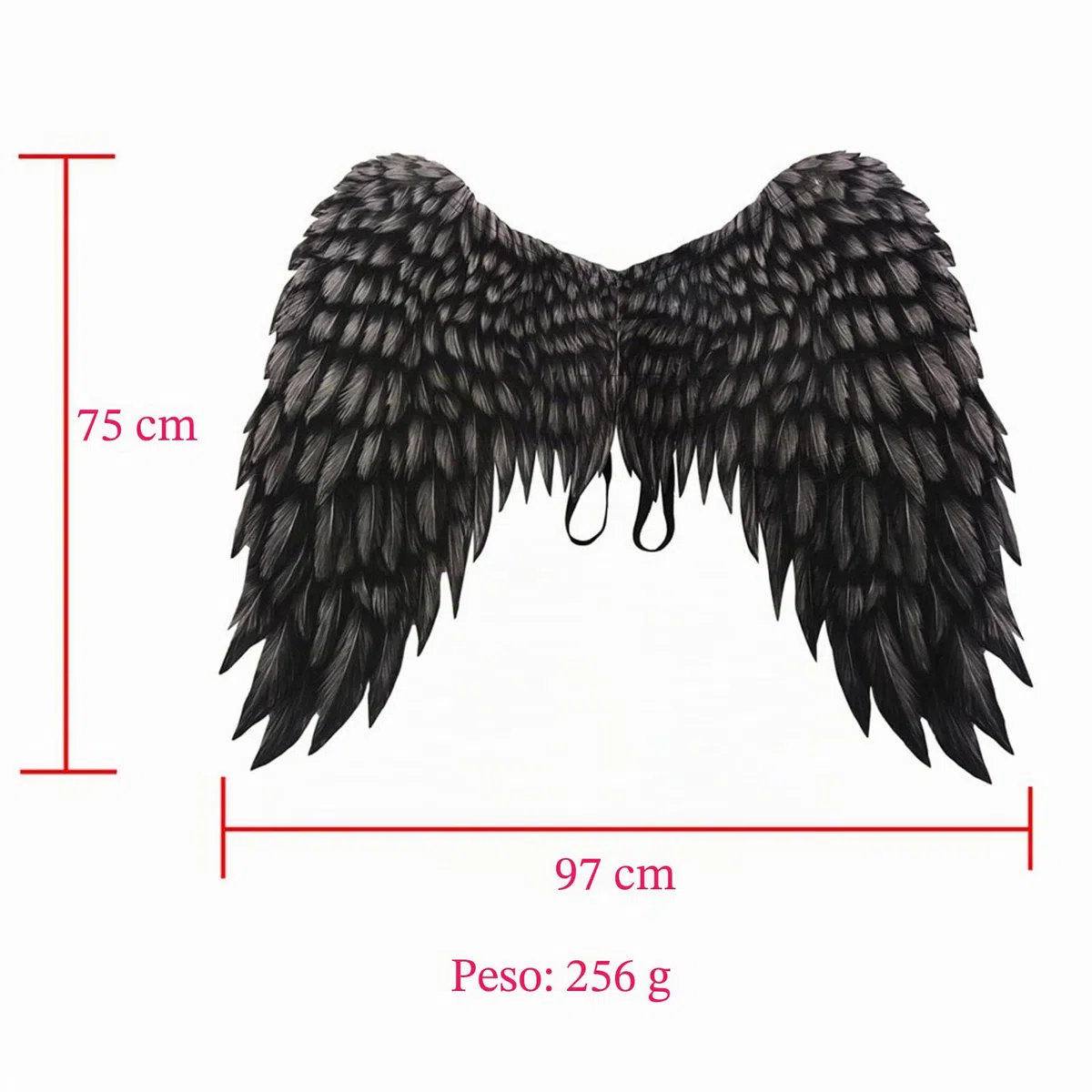 LOVIVER Grandes alas de ángel para Adultos Accesorios de Disfraces de Hadas Alas Decorativas Tela no Tejida Impresa para Fiesta Carnaval de Halloween Mardi, Negro Rojo