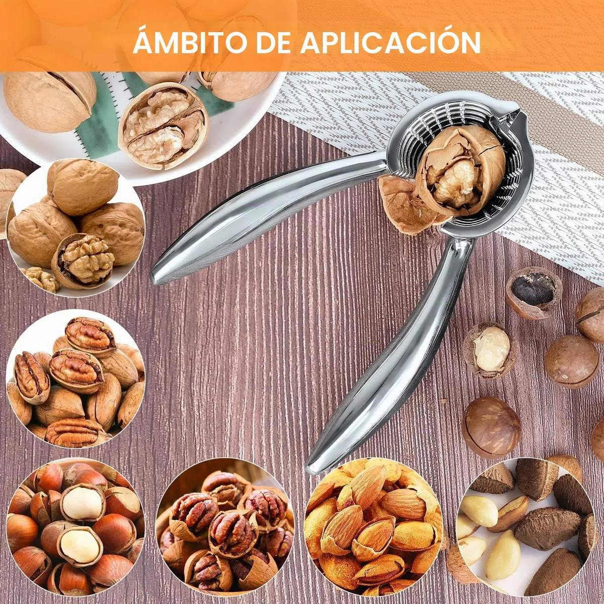 ChromLives Cascanueces de Metal Resistente - Clip y Alicates para Nueces, Almendras, Avellanas y Castañas - Accesorios de Cocina para Frutos Secos