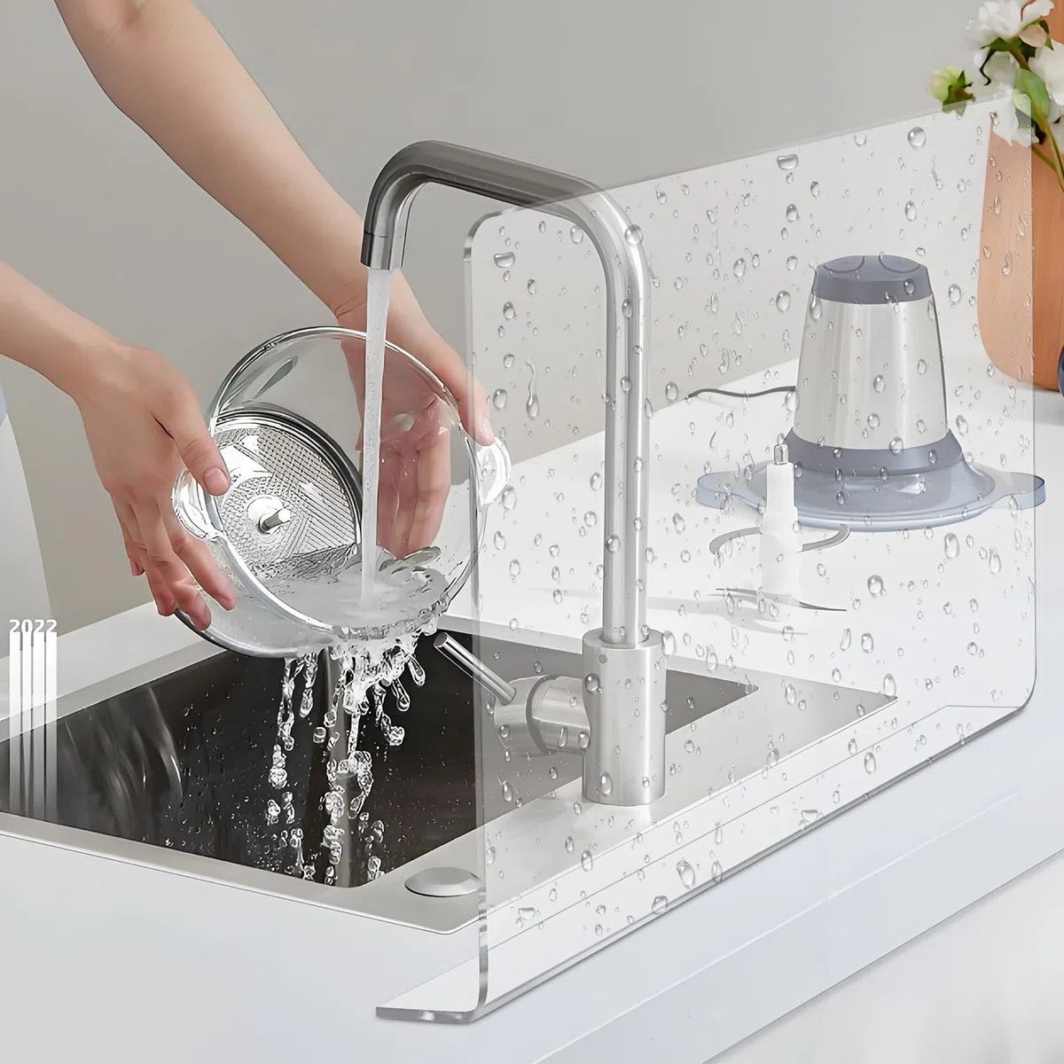 Toyvian Placa Antisalpicaduras de Acrílico para Fregadero de Cocina, Protector Transparente para Lavado de Manos y Platos, Fácil Instalación y Limpieza, Medidas 40X21 CM