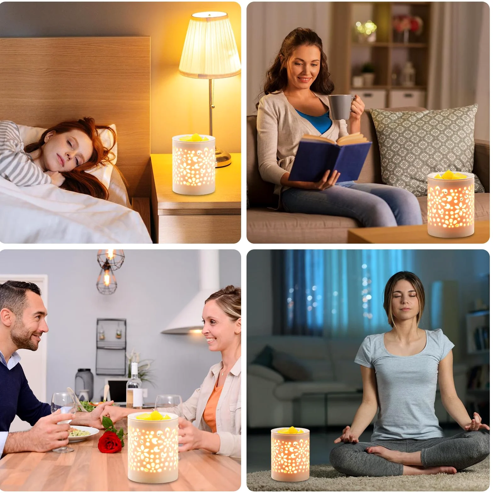 BORDEAG Calentador de cera - Lámpara aromática de cerámica, lámpara de fragancia eléctrica, lámpara aromática para cera aromática, lámpara de aroma de cerámica, aroma de habitación con vela de té,