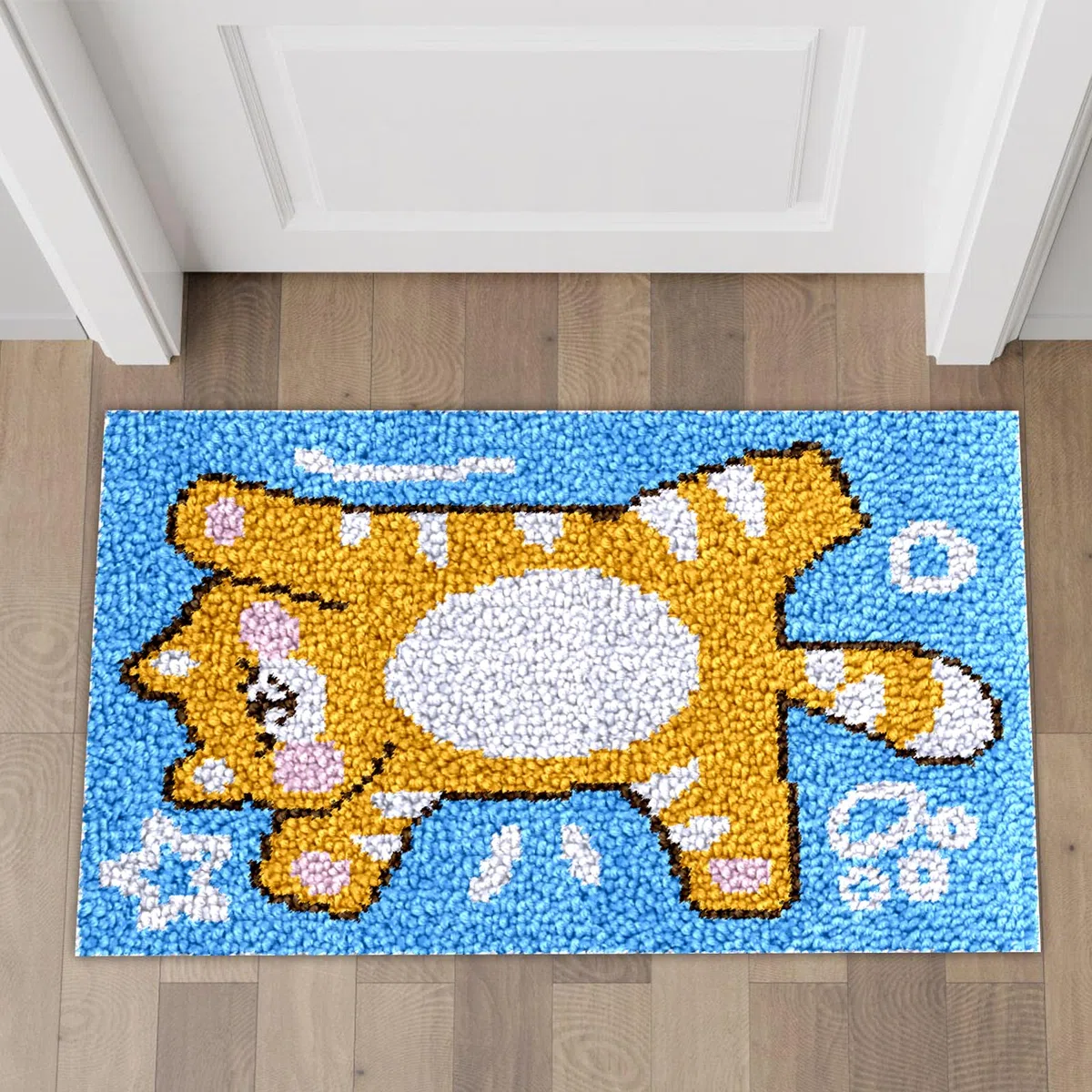 Fadcaer Kit de Alfombra de Gancho para Adulto,Kit de Alfombra de Punto de Cruz con Patrones de Gatos,Kit de Alfombra de Ganchillo para Hacer Cojín,Bordado Juego de Alfombras para Decoración del Hogar