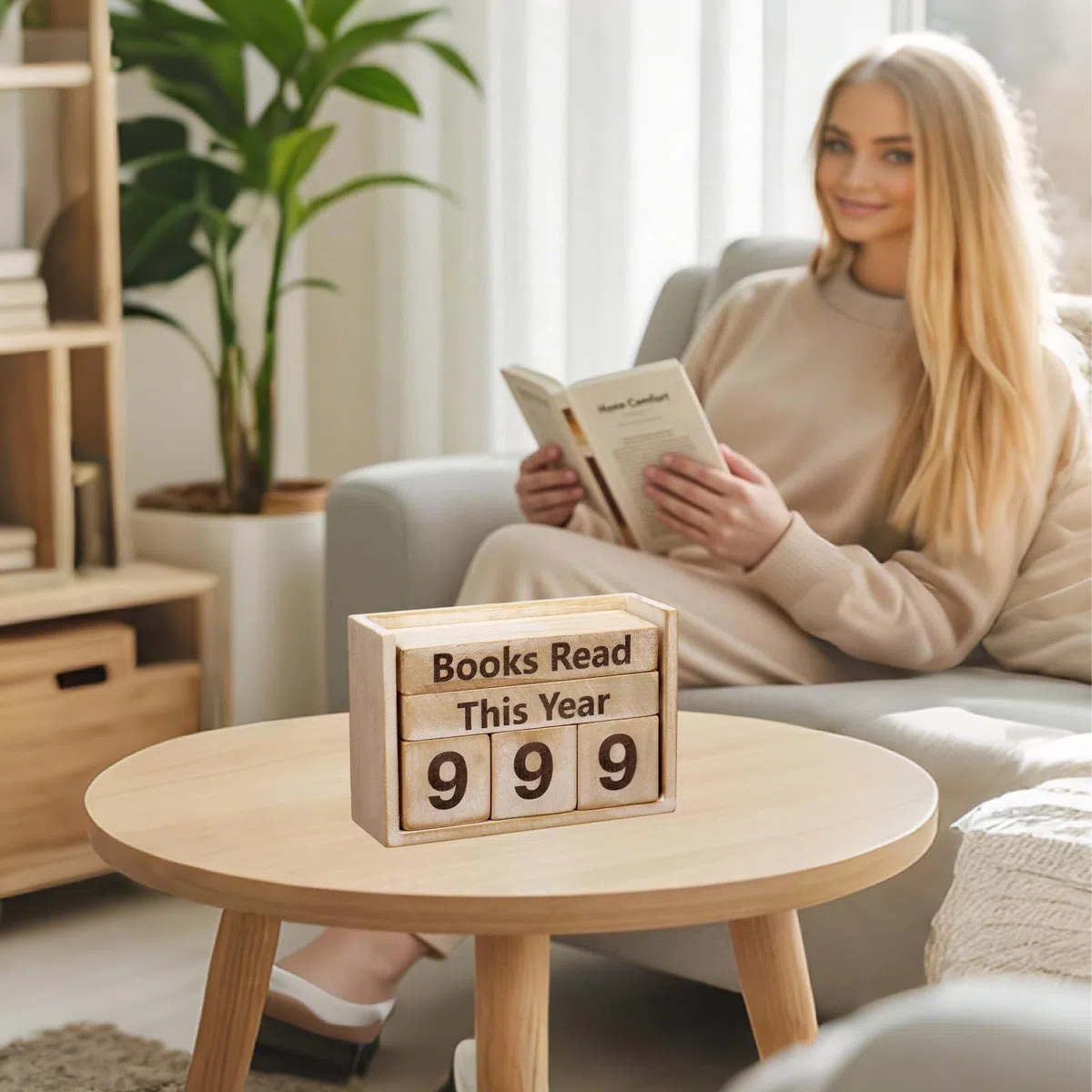 Contador de Libros Leídos, Caja Contadora de Madera Estilo Retro hasta 999 Libros, Accesorio Decorativo de Lectura con Caja de Almacenaje, Regalo para Amantes de la Lectura