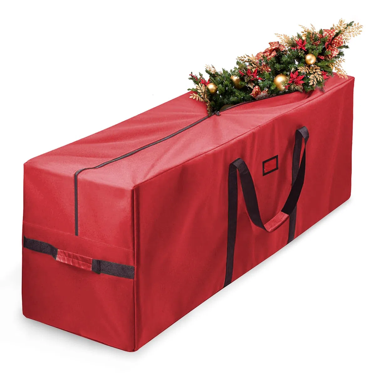 Bolsa Arbol De Navidad, Apta Para Árboles De Navidad De 2.7 M De Altura, Asas Reforzadas Y Resistentes, Contenedores Con Doble Cremallera, Resistente Tela Oxford Impermeable, Color Rojo