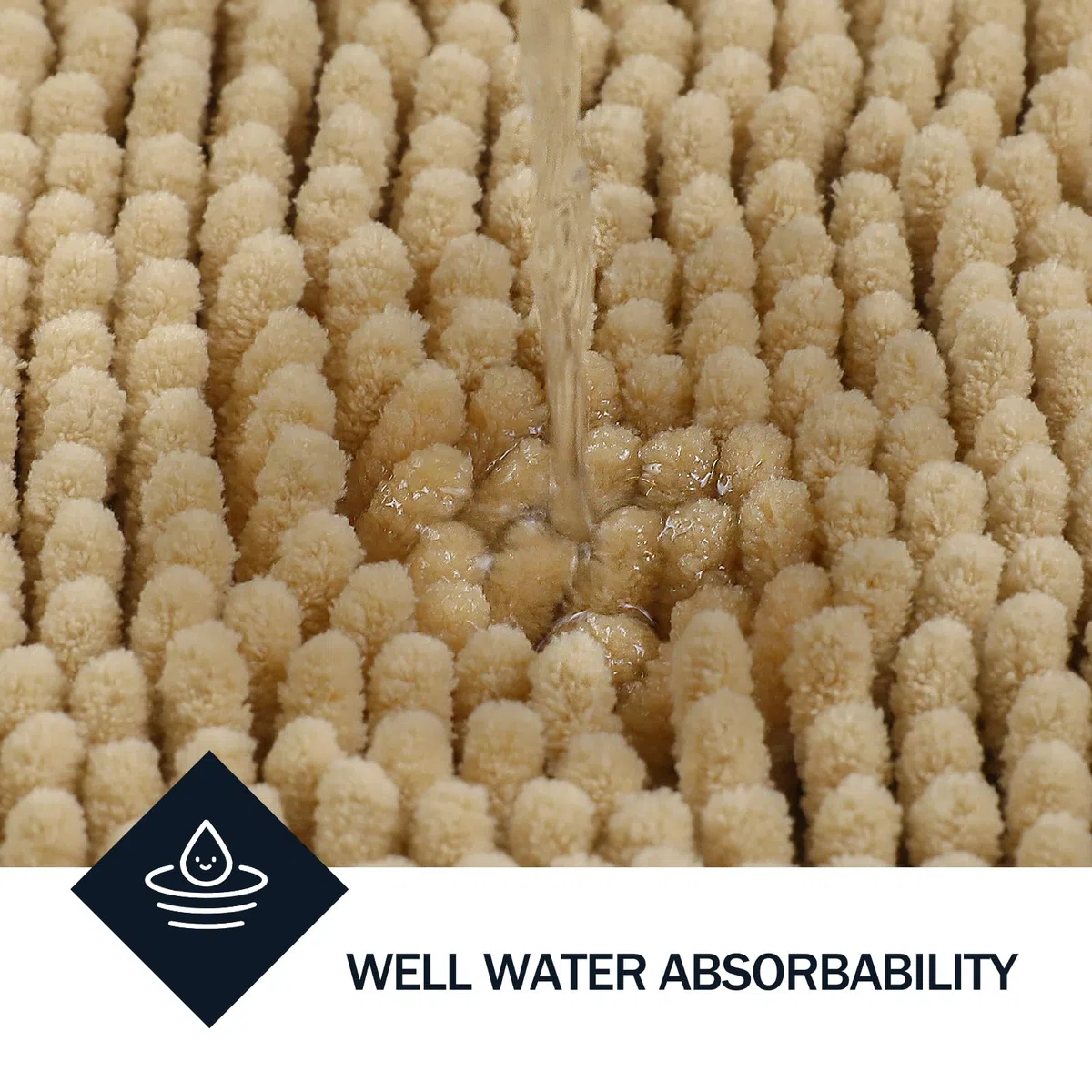 LINLA Juego de 2 alfombras de baño de felpilla suave, absorbente, antideslizante, de secado rápido, lavable, para suelo, bañera y ducha, 32 x 20 pulgadas, 24 x 17 pulgadas, color beige