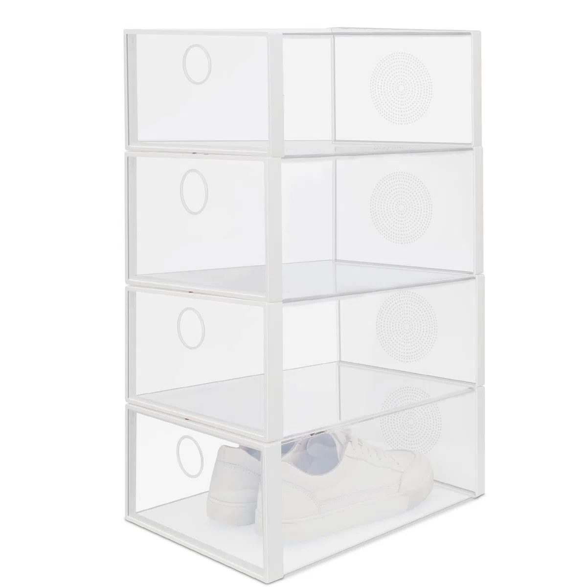 Windfromort Cajas de Zapatos 4 Pieza Transparentes Cajas de Almacenamiento de Zapatos 33.5x23x13 cm Apilables Contenedor Zapatos para Tacones Altos Zapatillas de Deporte