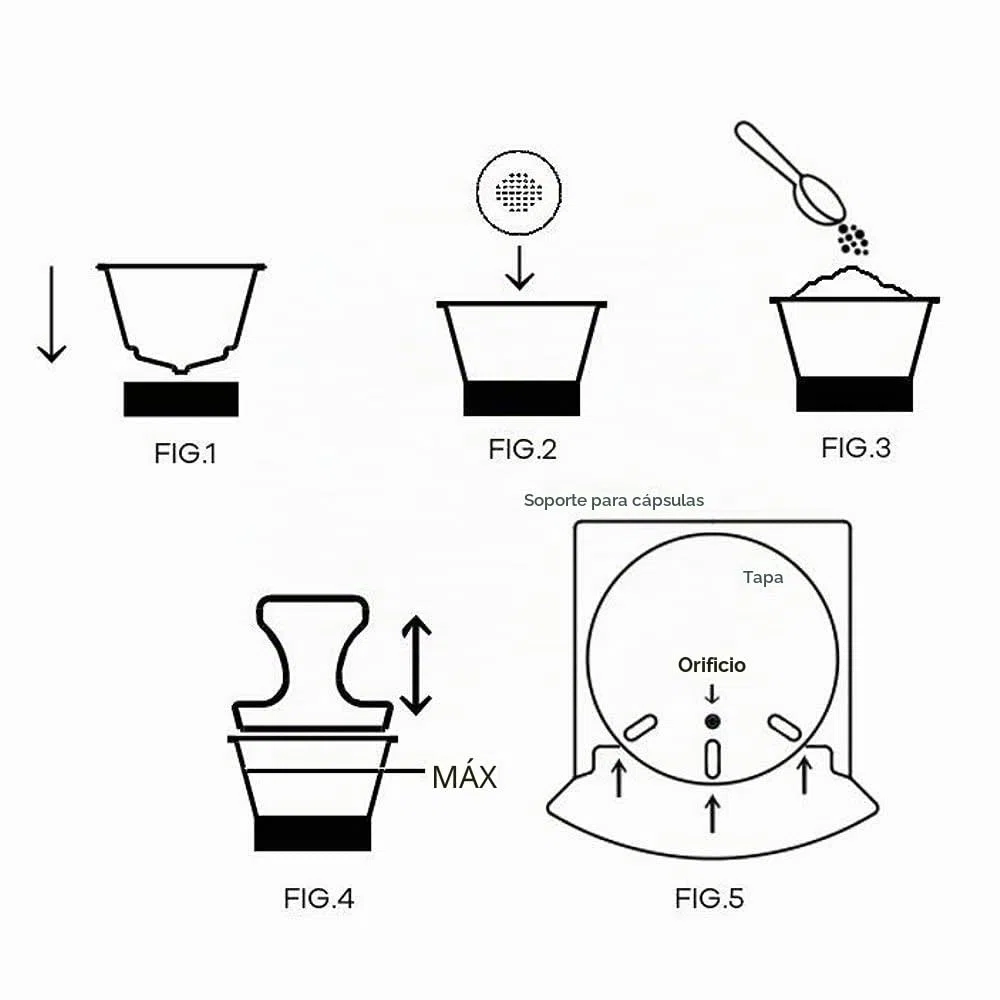 Madama - Cápsulas recargables y reutilizables compatibles con Dolce Gusto. Acero inoxidable y silicona apta para alimentos. 100% fabricado en Italia. Paquete de una cápsula