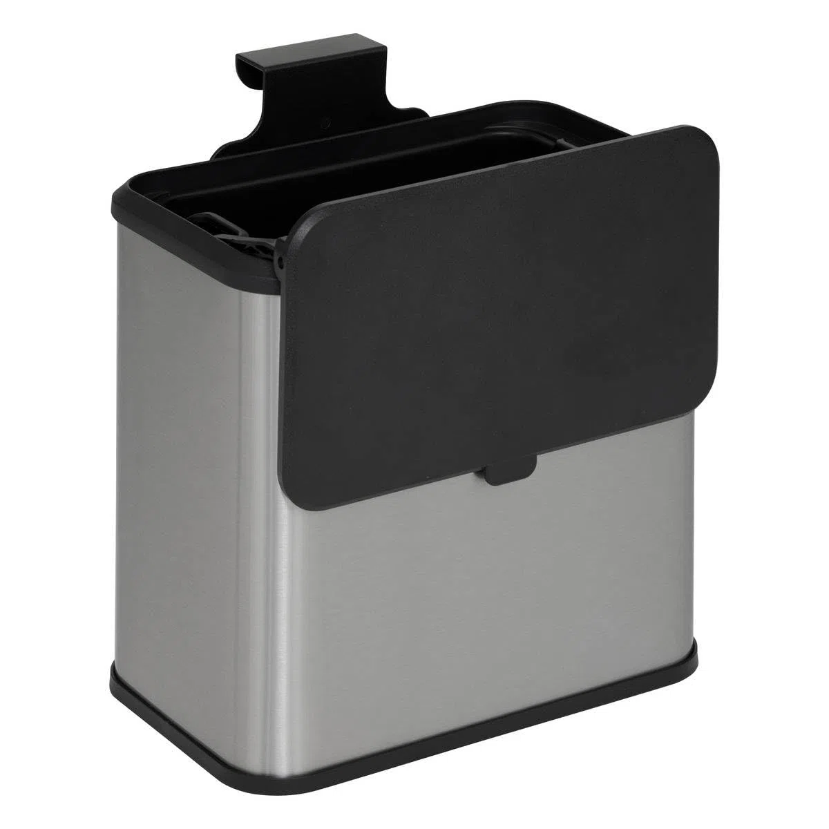 5five - Contenedor de compostaje de acero inoxidable de 5 l con gancho para colgar, doble apertura, cubo extraíble, revestimiento antihuellas, fácil limpieza