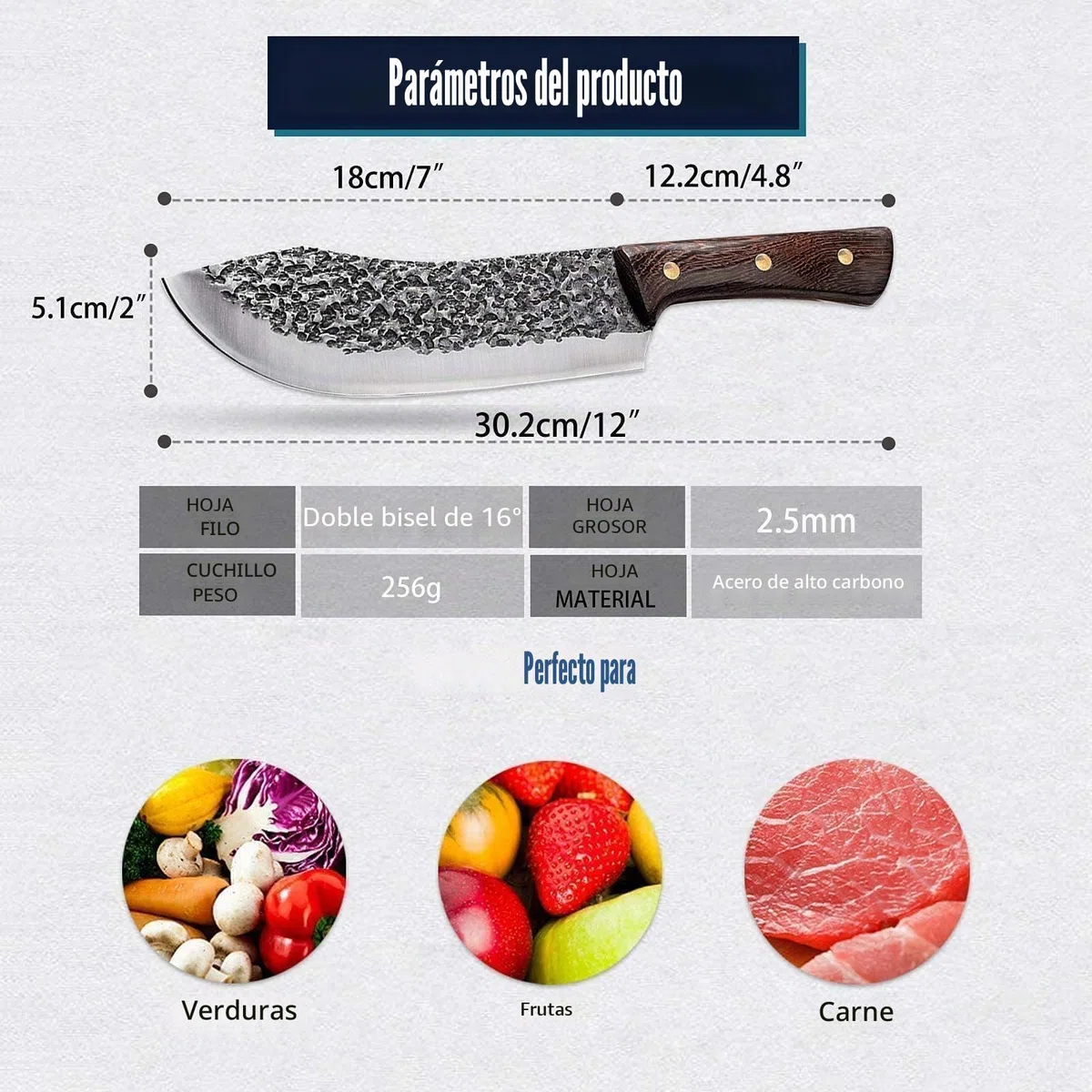 Jason 30cm Cuchillo profesional de cocina para carne, Cuchillo de Damasco afilado para barbacoa, parrilla, Camping Actividades al aire libre