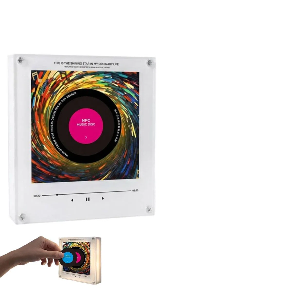 Imán magnético para refrigerador NFC, altavoz de canto de inducción, paquete de 9 calcomanías de sonido programables inteligentes con luces RGB, para decoración de escritorio de oficina y dispositivos