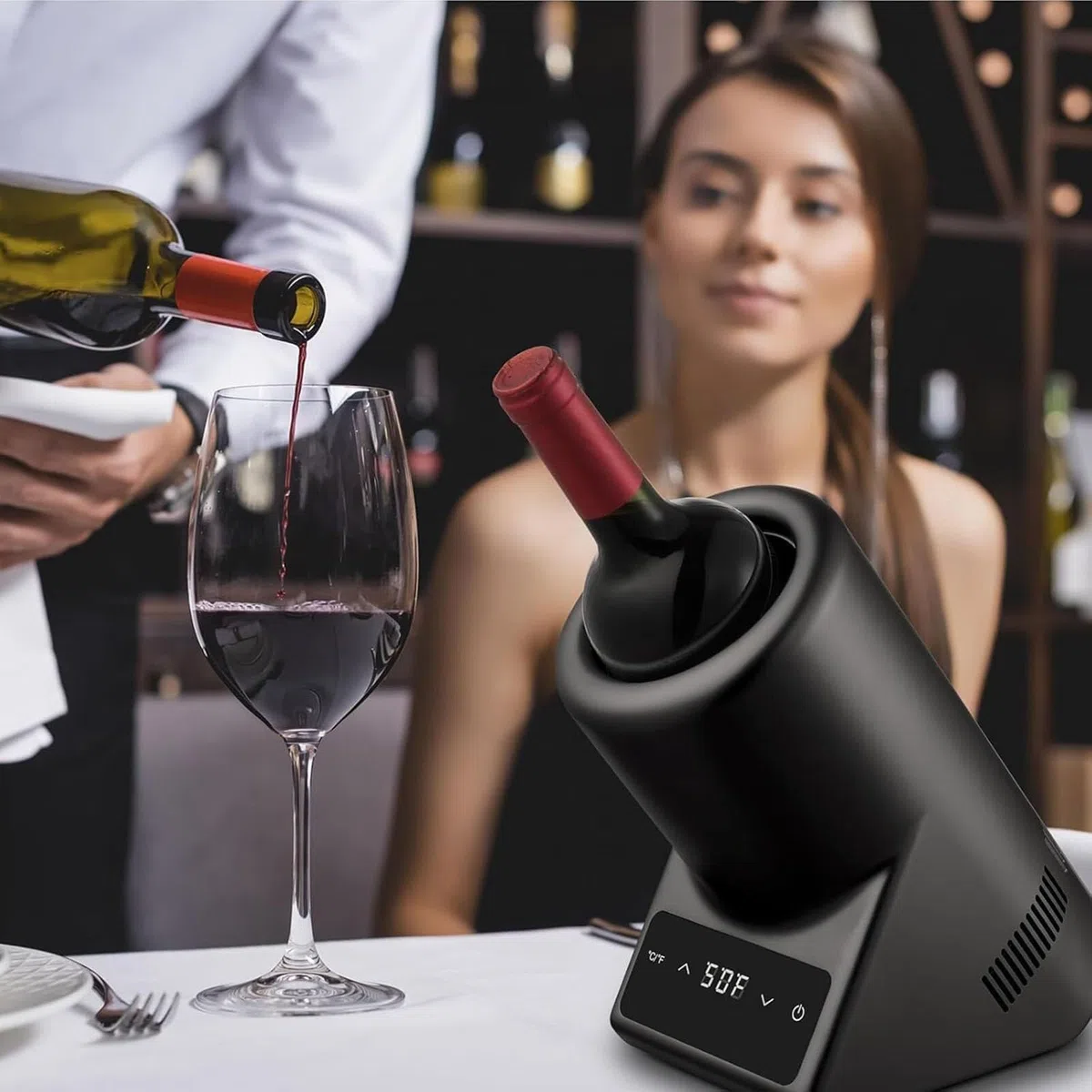 Mini Enfriador Eléctrico De Botellas De Vino, Enfriador Rápido De Champán para Bebidas, Vino Tinto O Blanco De 750 Ml, para Amante del Vino