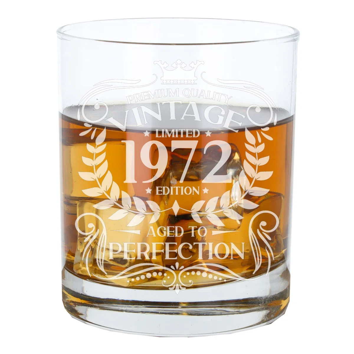 Regalo de 50 cumpleaños para hombres vintage de 1972 envejecido a la perfección, regalo de vaso de whisky grabado para 50 años de edad, whisky borbón, whisky, bourbon