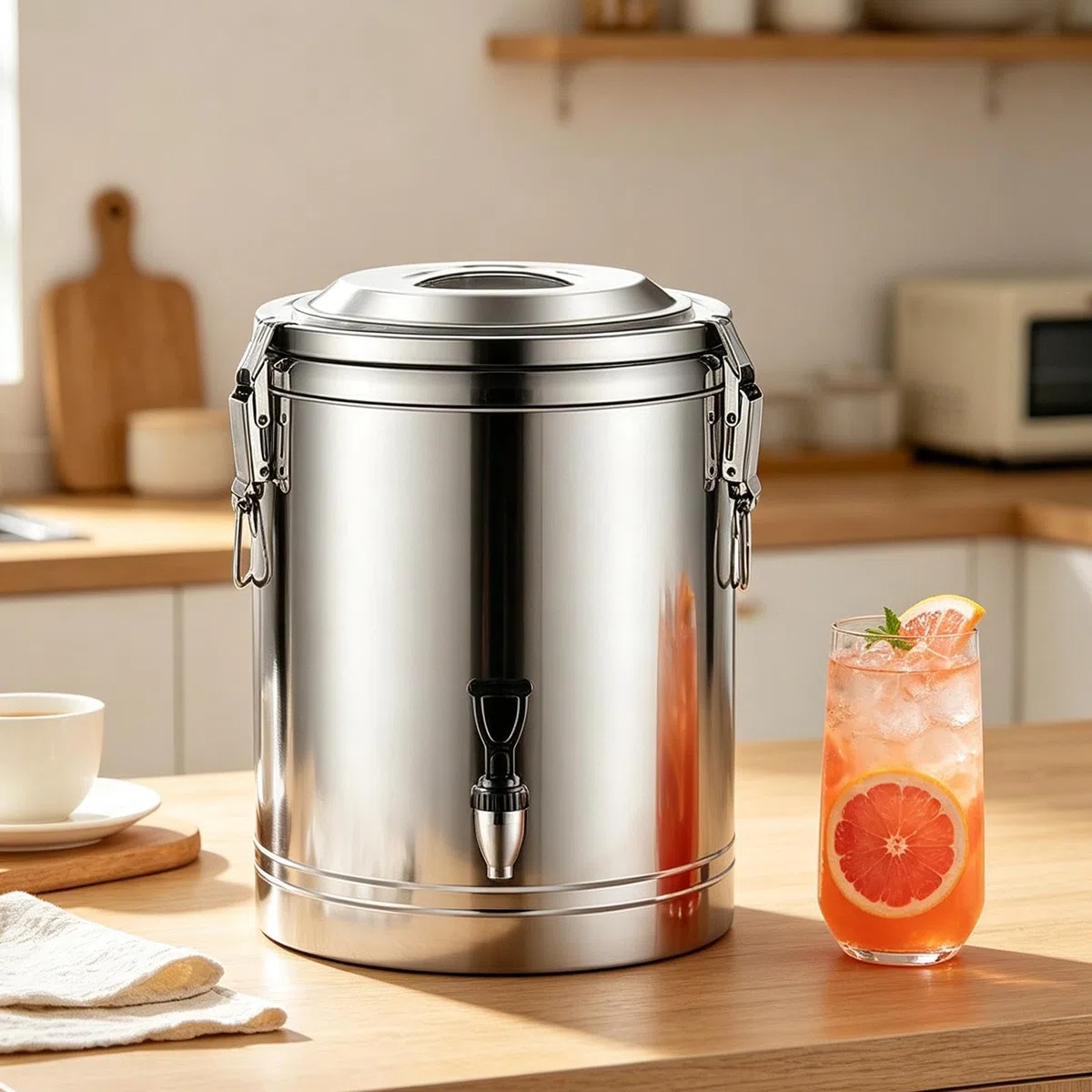 Dispensador De Bebidas - con grifo y jarra en acero inoxidable,Dispensador de Limonada y Contenedor de Agua,Para Café Té Limonada Caliente Y Frío Hogar Picnic Uso