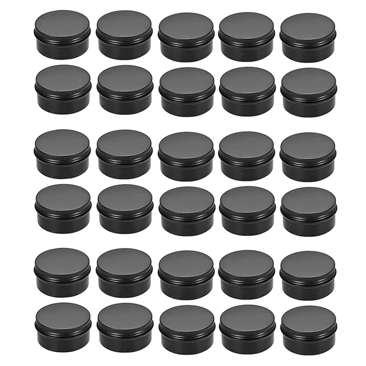 30 Paquetes de Tarros Vacíos de 80 Ml, Latas de Aluminio Redondas Negras con Tapa de Rosca, Latas de Acero Metálico, Caja de Latas de Bálsamo Labial, Envases Cosméticos