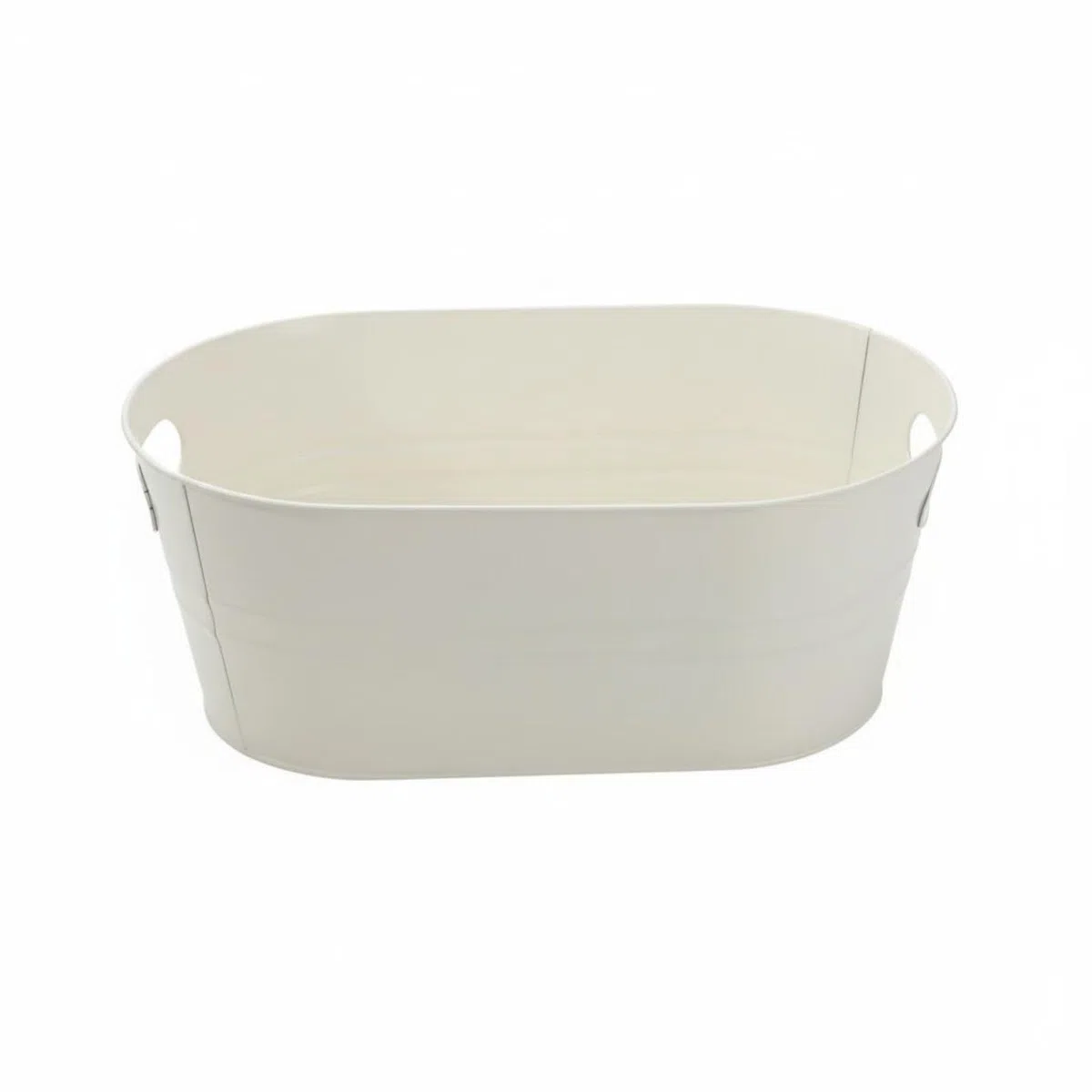 Cubeta de Hielo Ovalada Resistente y Cubeta de Hielo Galvanizada Diseño Retro Recipiente Galvanizado con Asas para, Exteriores, Jardín, Blanco