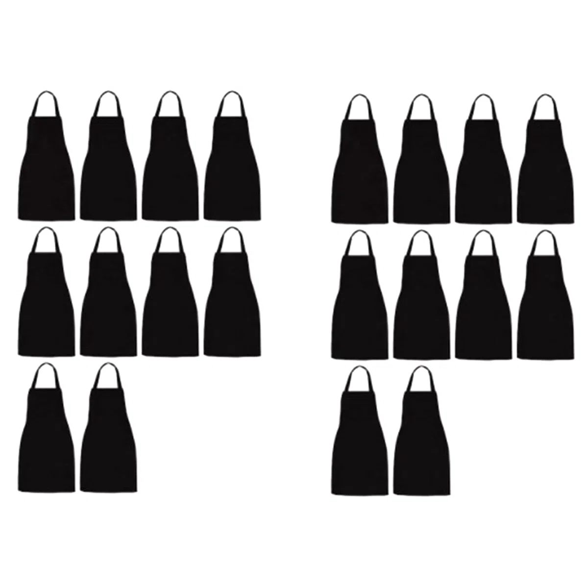 Paquete de 20 Delantales con Pechera - Delantal Negro Unisex Una Granel con 2 Bolsillos Espaciosos, Lavable Una Máquina para la Elaboración de Dibujos de Barbacoa En la Cocina