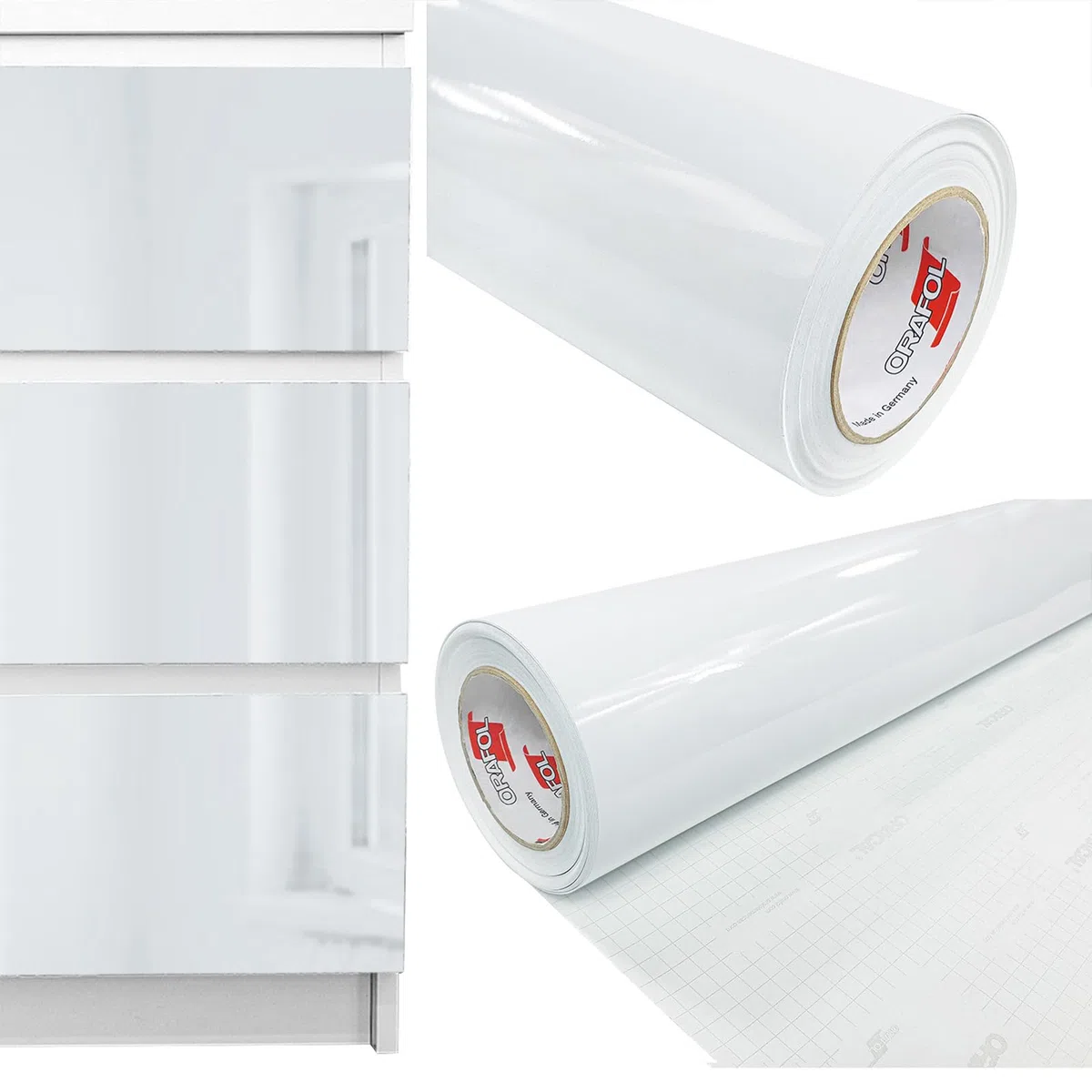 DecoMeister Vinilo Adhesivo Muebles Blanco Brillo Papel Decorativo Autoadhesivo Para Forrar Encimera Cocina Lámina Impermeable Para Exterior Puerta Pegatina Para Armario Mesa En Rollo 100 x 300 cm