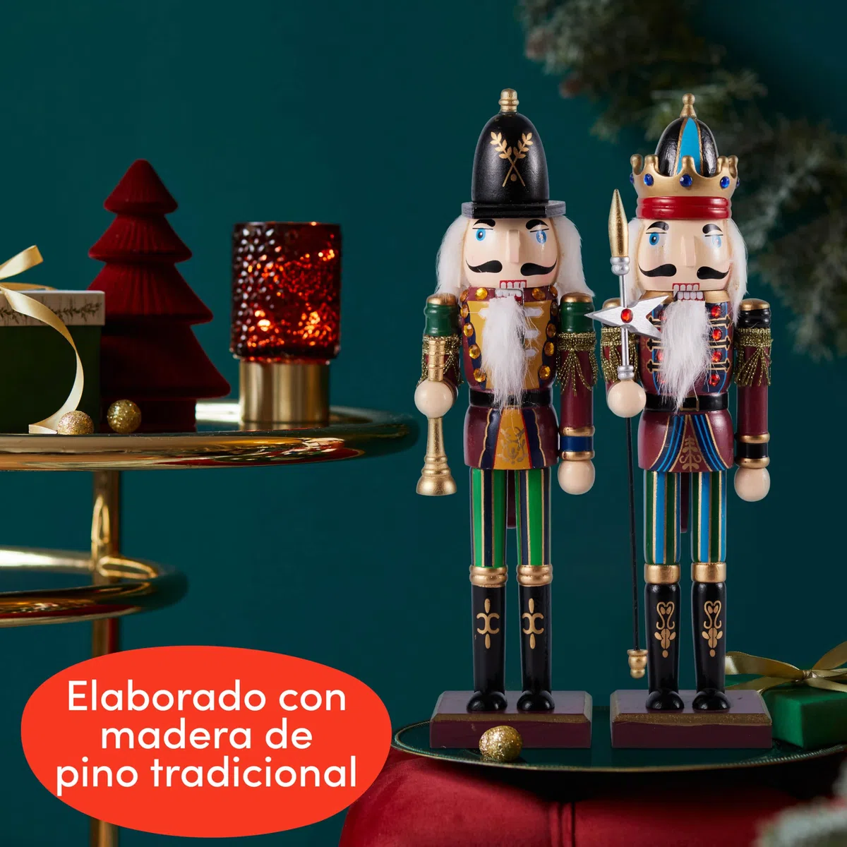 The TWIDDLERS 2 Figuras Grandes de Madera de Cascanueces de Navidad, 30 cm, decoración clásica de Navidad