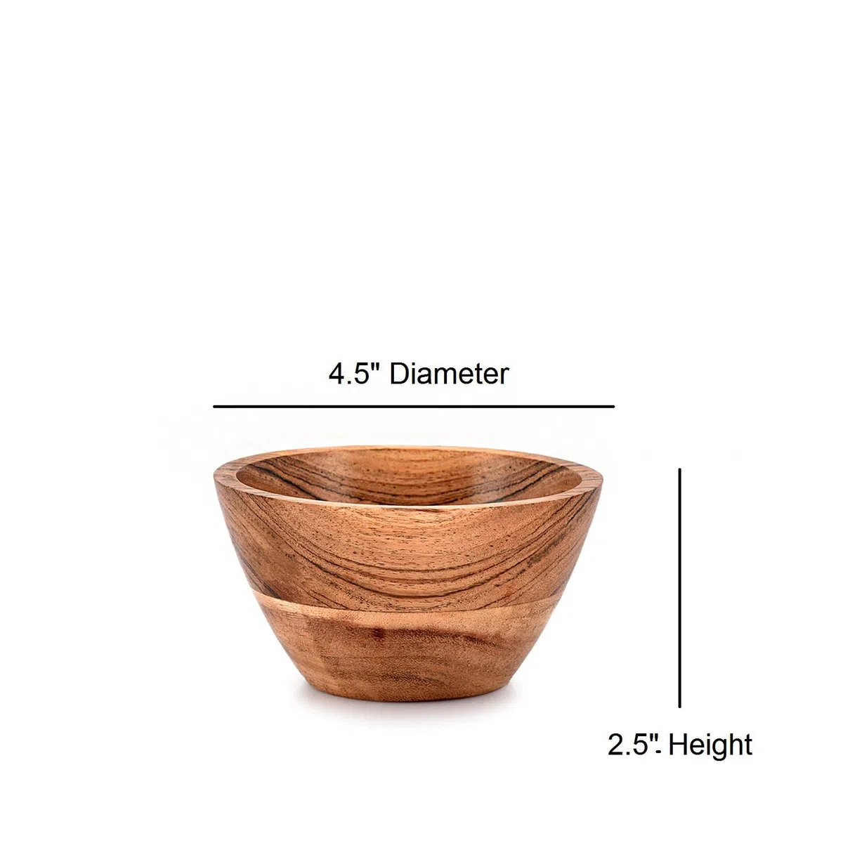 NIRMAN Juego de 4 cuencos de madera de acacia para cocina, comida, fiesta y ensalada, frutas, verduras, aperitivos (4.5 x 4.5 x 2.5 pulgadas)