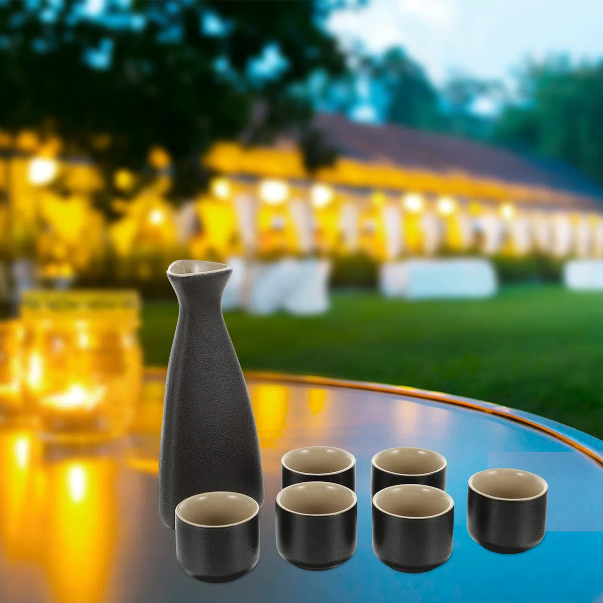 Juego de Sake de Cerámica Y Tazas de Sake Japonés Juego de Sake de Porcelana Botella Tokkuri Y Seis Tazas de Sake Ochoko Juego de Sake para Servir en Casa O Restaurante