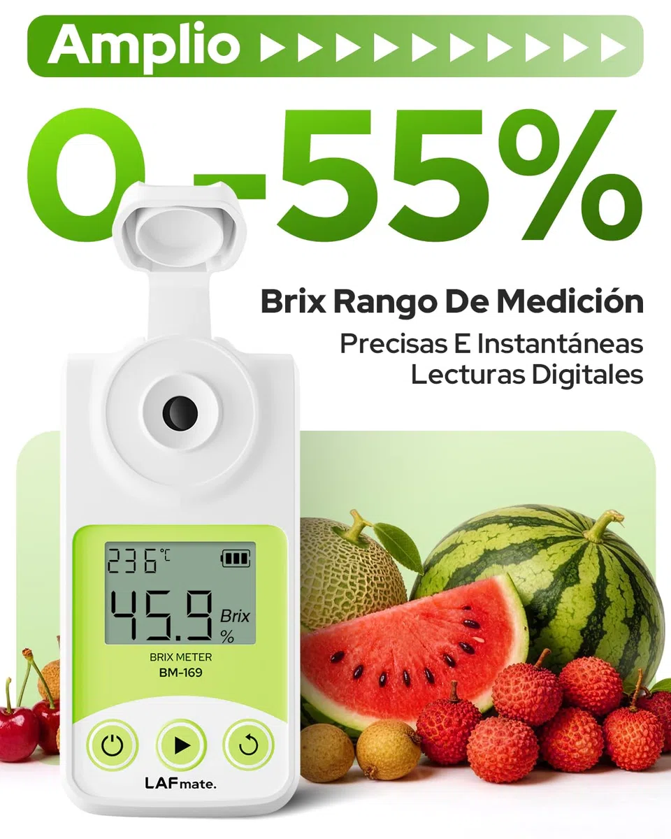 Refractómetro Digital, rango 0-55% Brix para Vinificación y Elaboración de Cerveza Casera. Refractómetro Brix con ATC para Café, Jugos y Frutas