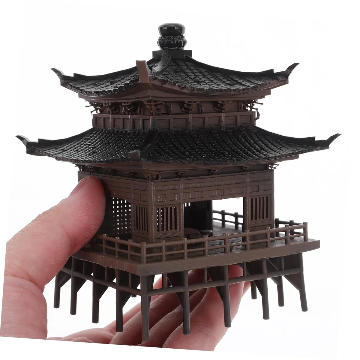 Mini Pagoda Garden Statue Asian Zen Style Micro Landscape Ornament For Fish Tank and Home Décor Plastic Pavilion Model with Detailed Traditional Architecture Design