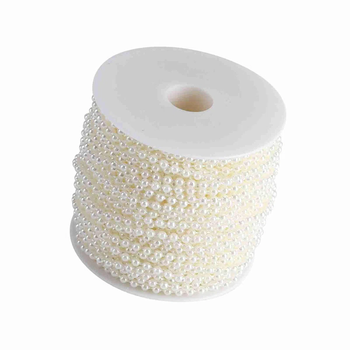 Cuentas de Perlas Artificiales 4 mm, Cuentas de Bricolaje para Manualidades y Adornos, Hechas a Mano, Suministros para Fiesta, Boda o Festival, Cadena de Línea 40 m/Roll (Beige)