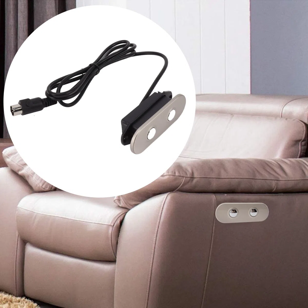 Buachois Controlador Reclinable Eléctrico, Control Manual de Silla Elevadora de Sofá Eléctrica de 2 Botones Y 5 Pines, Controlador Telescópico Reclinable de Elevación y Extensión del Motor de Empuje