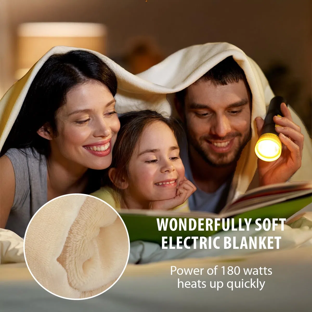 alpina Manta Térmica Eléctrica - 1 Persona - 180x130 cm - Manta Eléctrica para Cama Matrimonio - 10 Potencias de Calor - Temporizador - Ideal para Calienta Camas Eléctrico y Dolor Menstrual - Beige