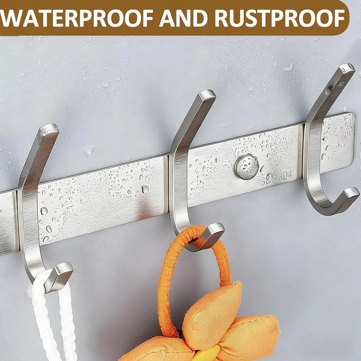 Perchero de Pared, Ganchos de Percheros de Pared Acero Inoxidable, Perchas de Pared Ideal para Dormitorio Baño (6-Gancio, Plata)
