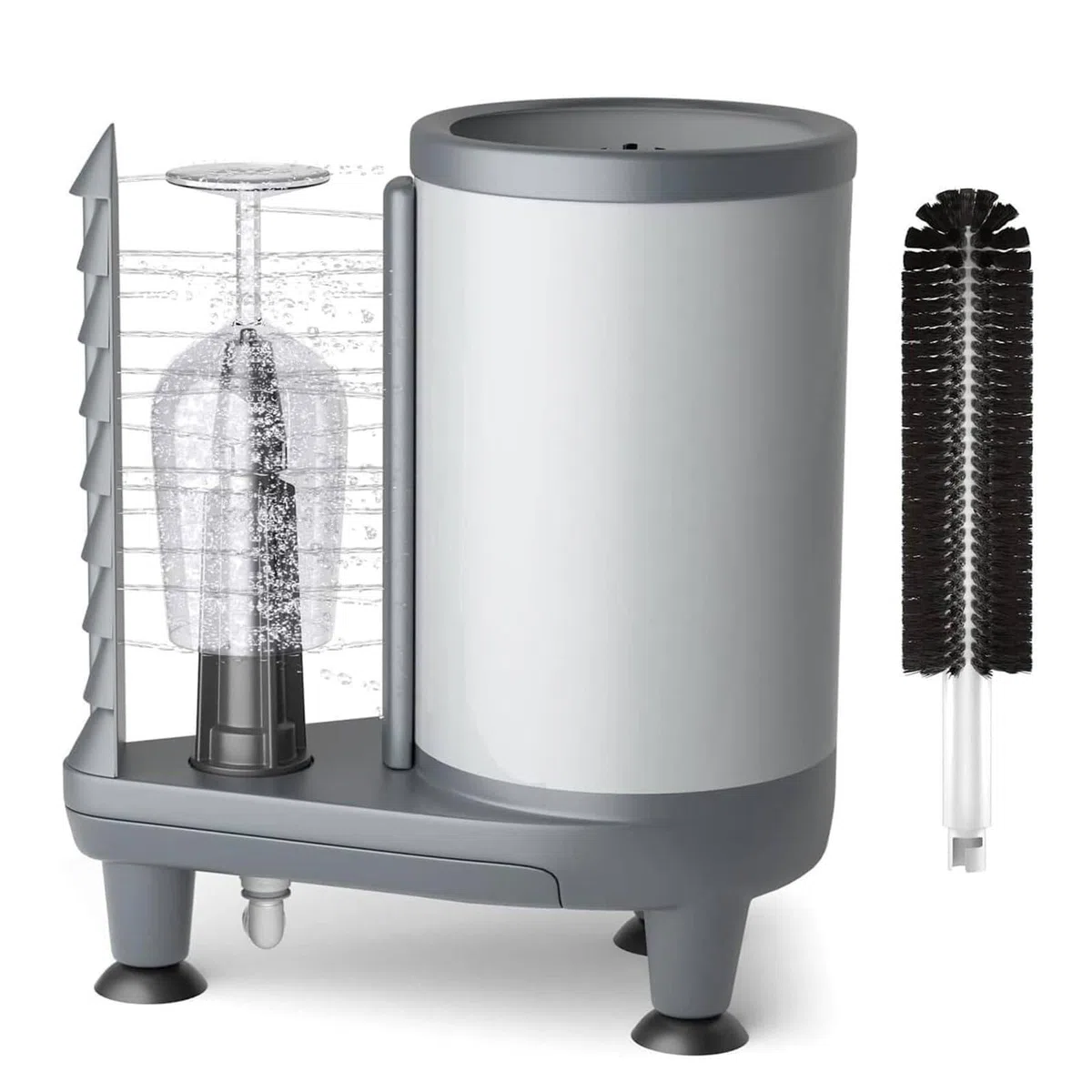 Lavadora de vidrio comercial, enjuague de limpieza de licuadora de vidrio, arandela de vidrio con cepillo de nailon de 360°, lavado fácil y rápido, para restaurantes, cafeterías y bares