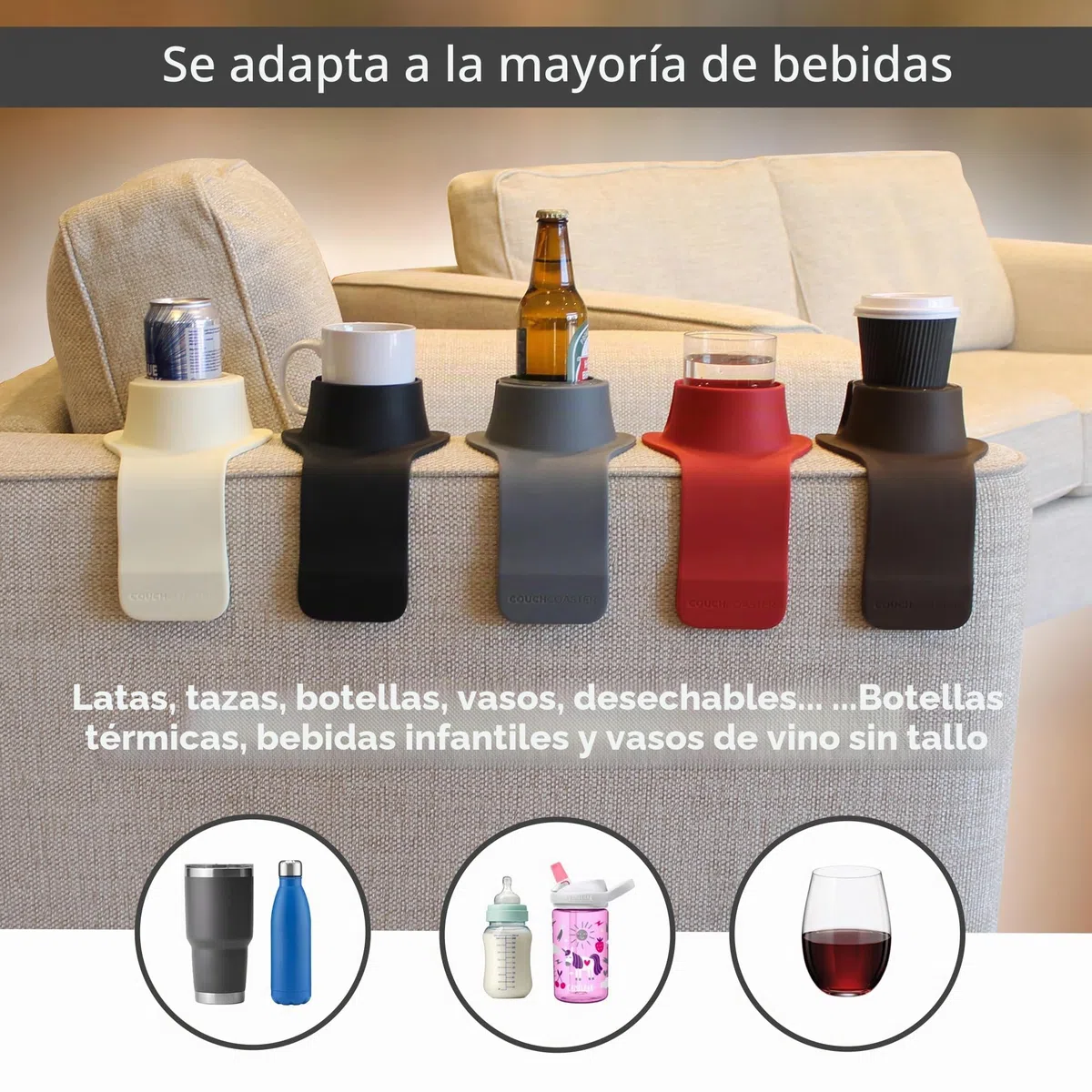 CouchCoaster - el Posavasos definitivo de Bebidas para su sofá, Negro Azabache